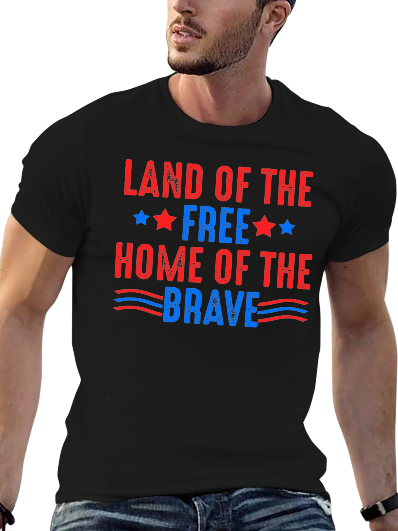 Patriotic Land of the Free Graphic T-Shirt