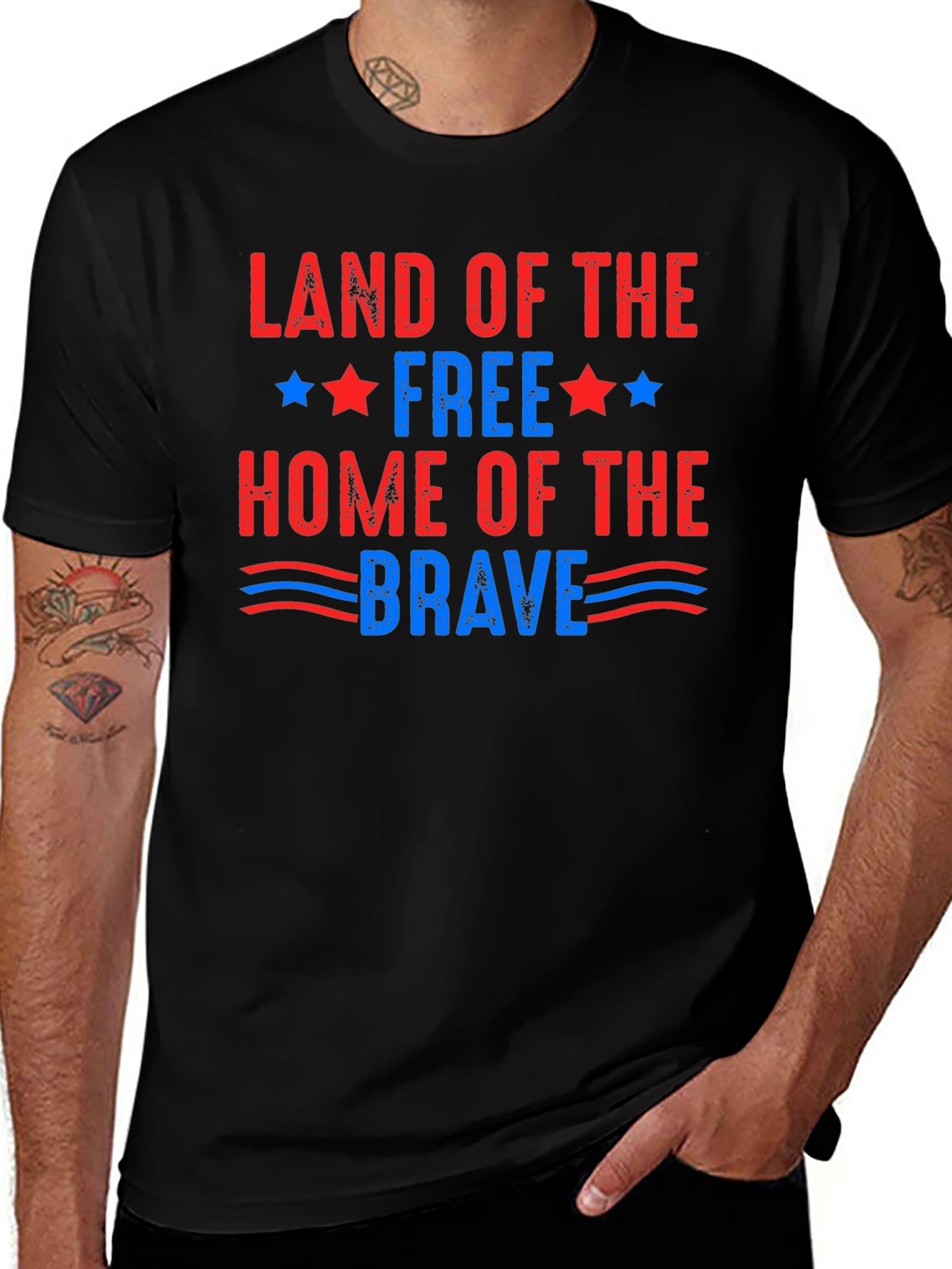 Patriotic Land of the Free Graphic T-Shirt