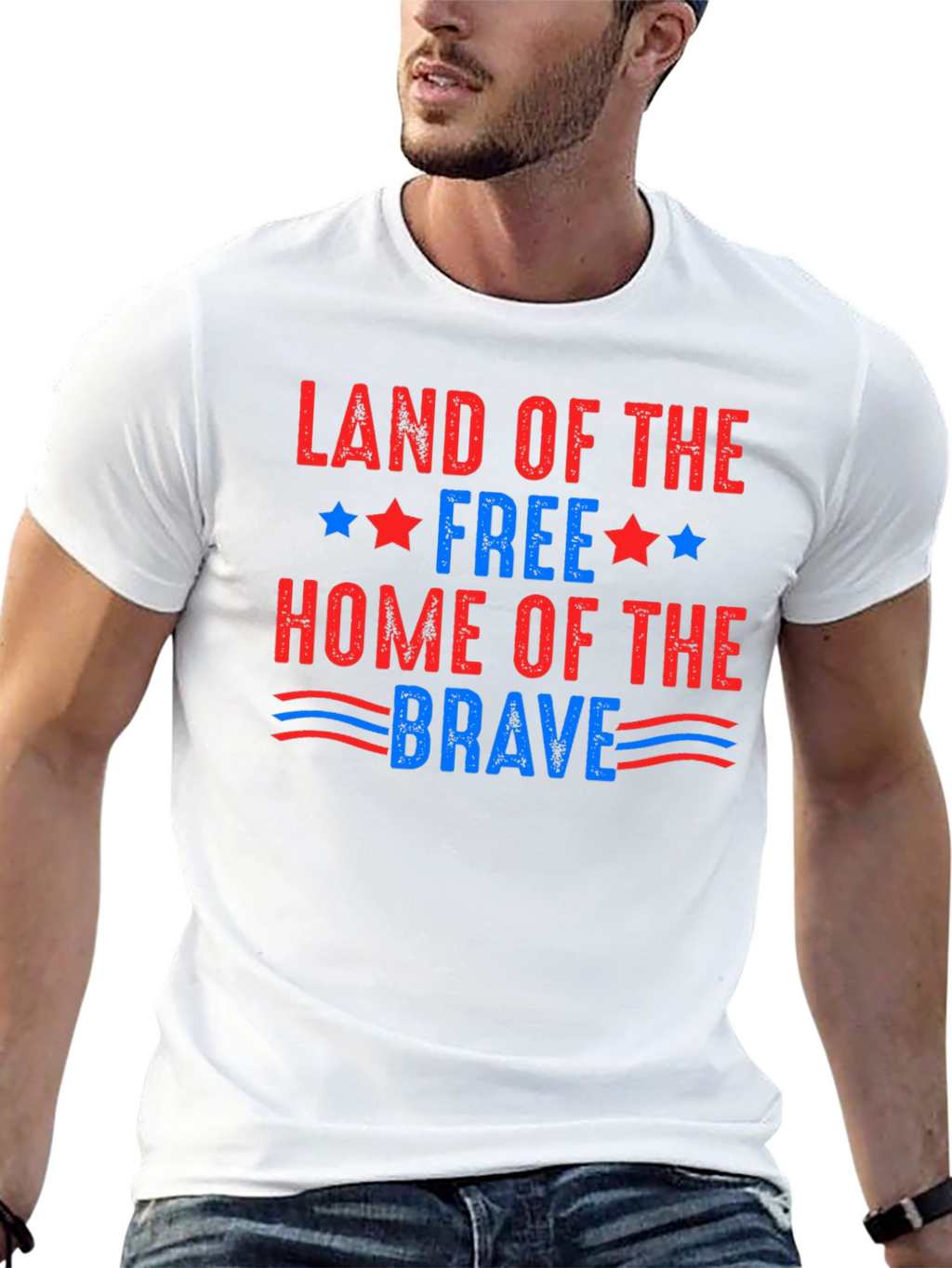 Patriotic Land of the Free Graphic T-Shirt