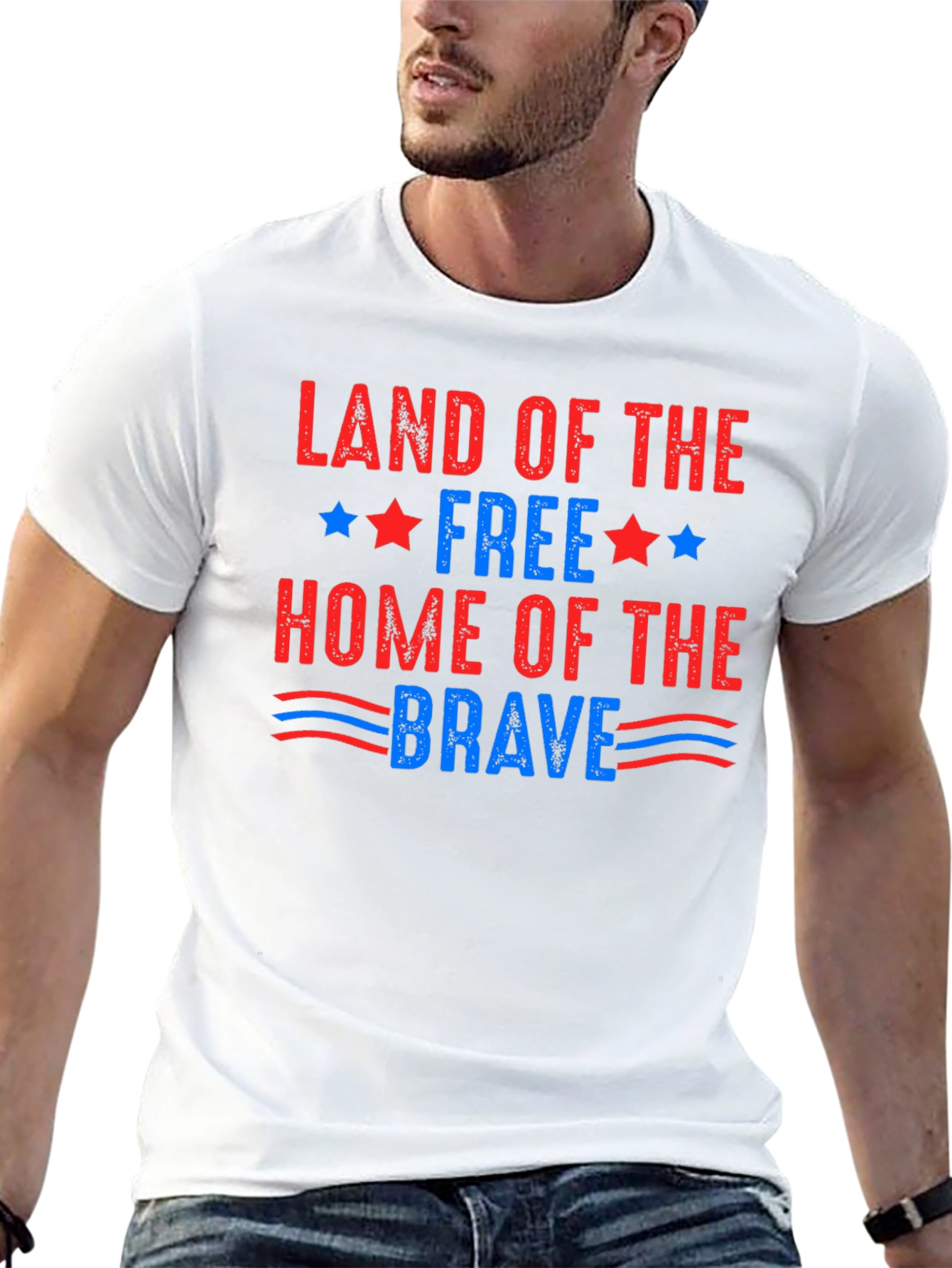 Patriotic Land of the Free Graphic T-Shirt