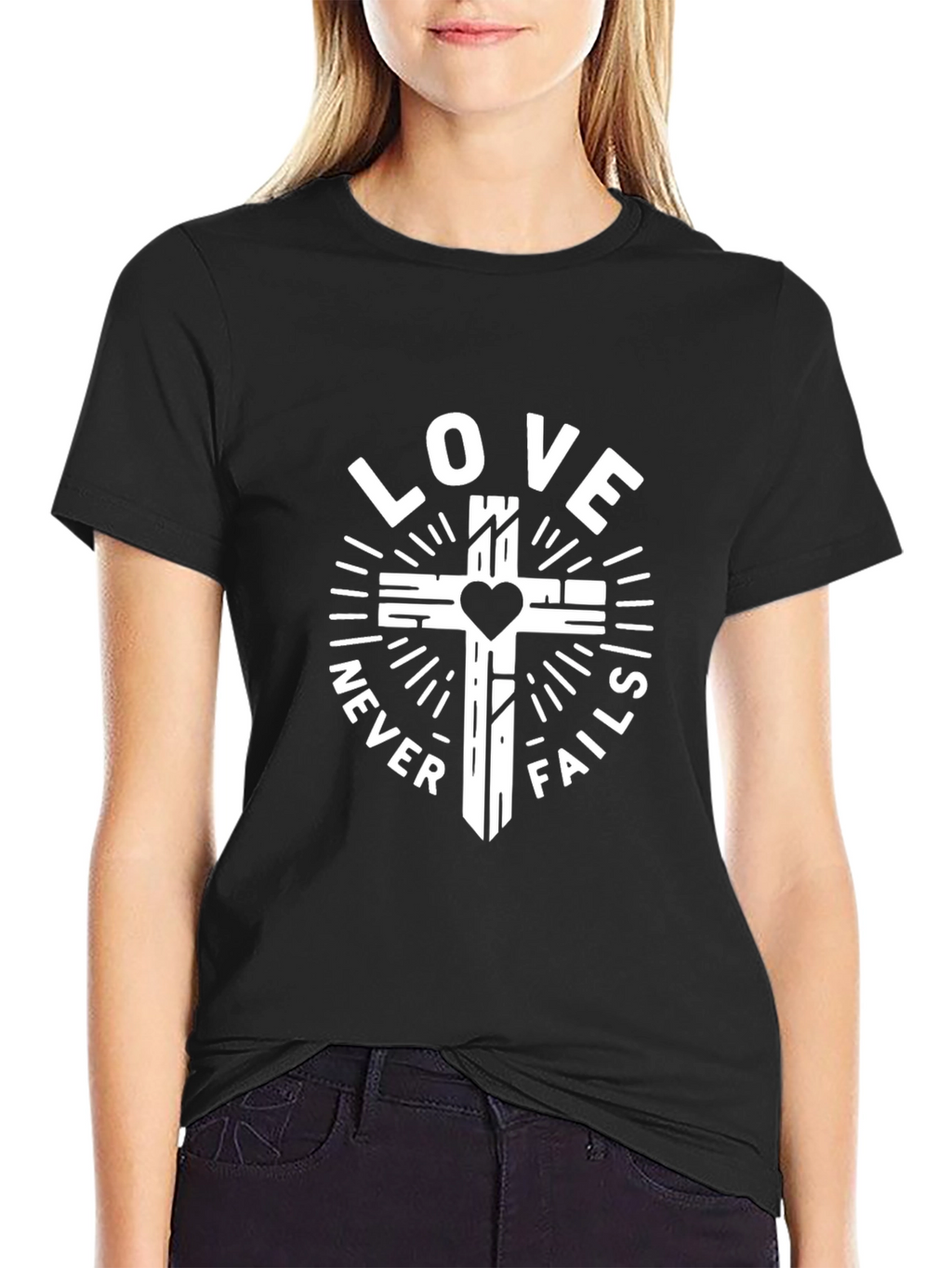 Love Never Fails Christian Graphic T-Shirt