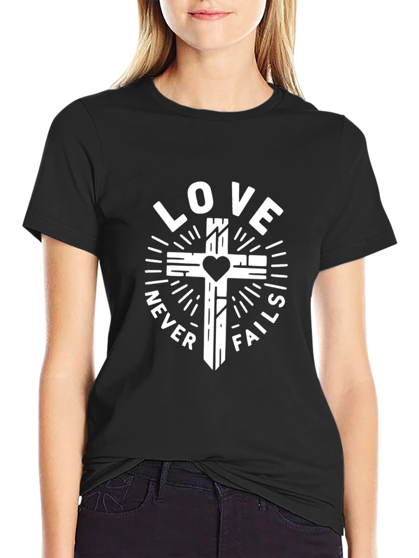 Love Never Fails Christian Graphic T-Shirt