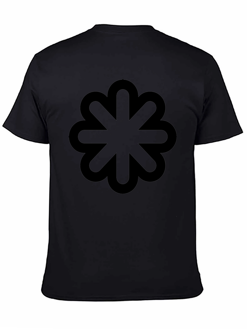 Geometric Flower Design Black T-Shirt