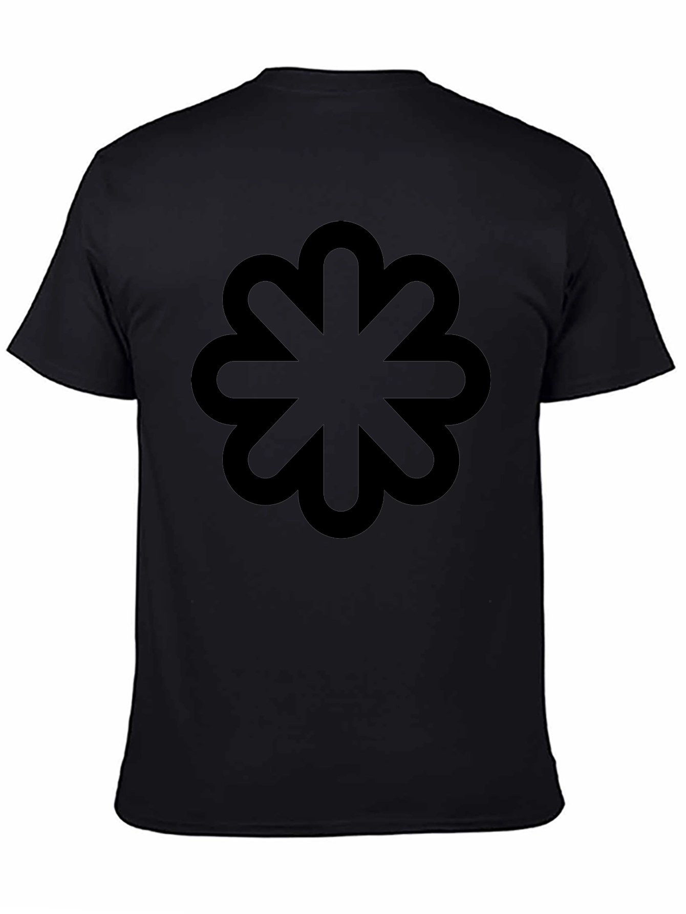 Geometric Flower Design Black T-Shirt