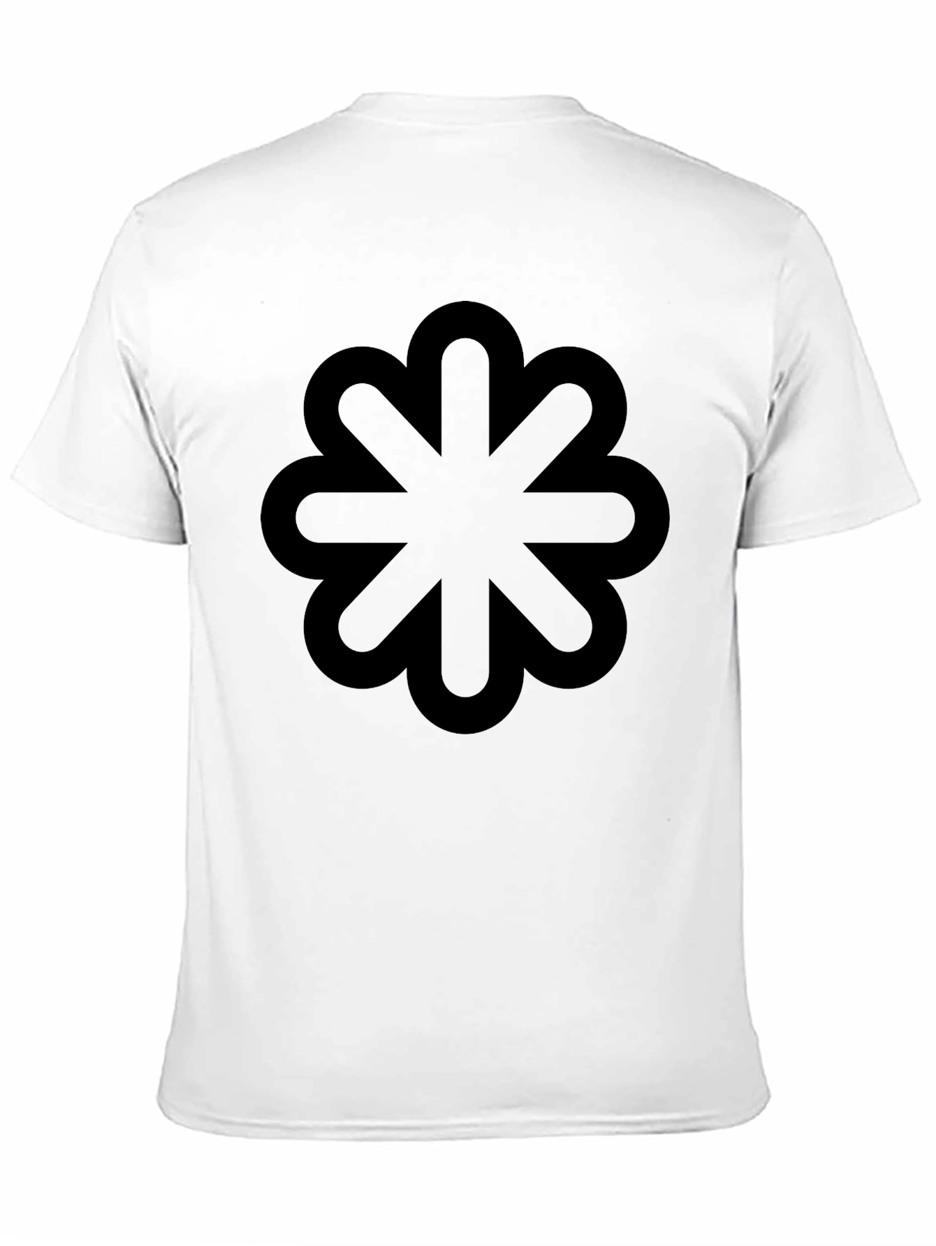 Geometric Flower Design Black T-Shirt
