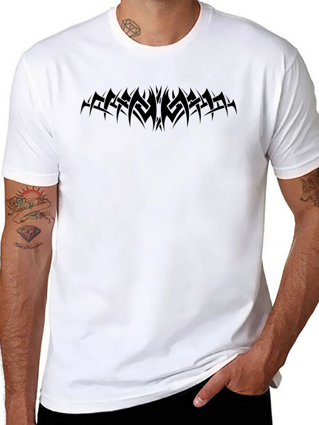 Black Tribal Tattoo Graphic T-Shirt