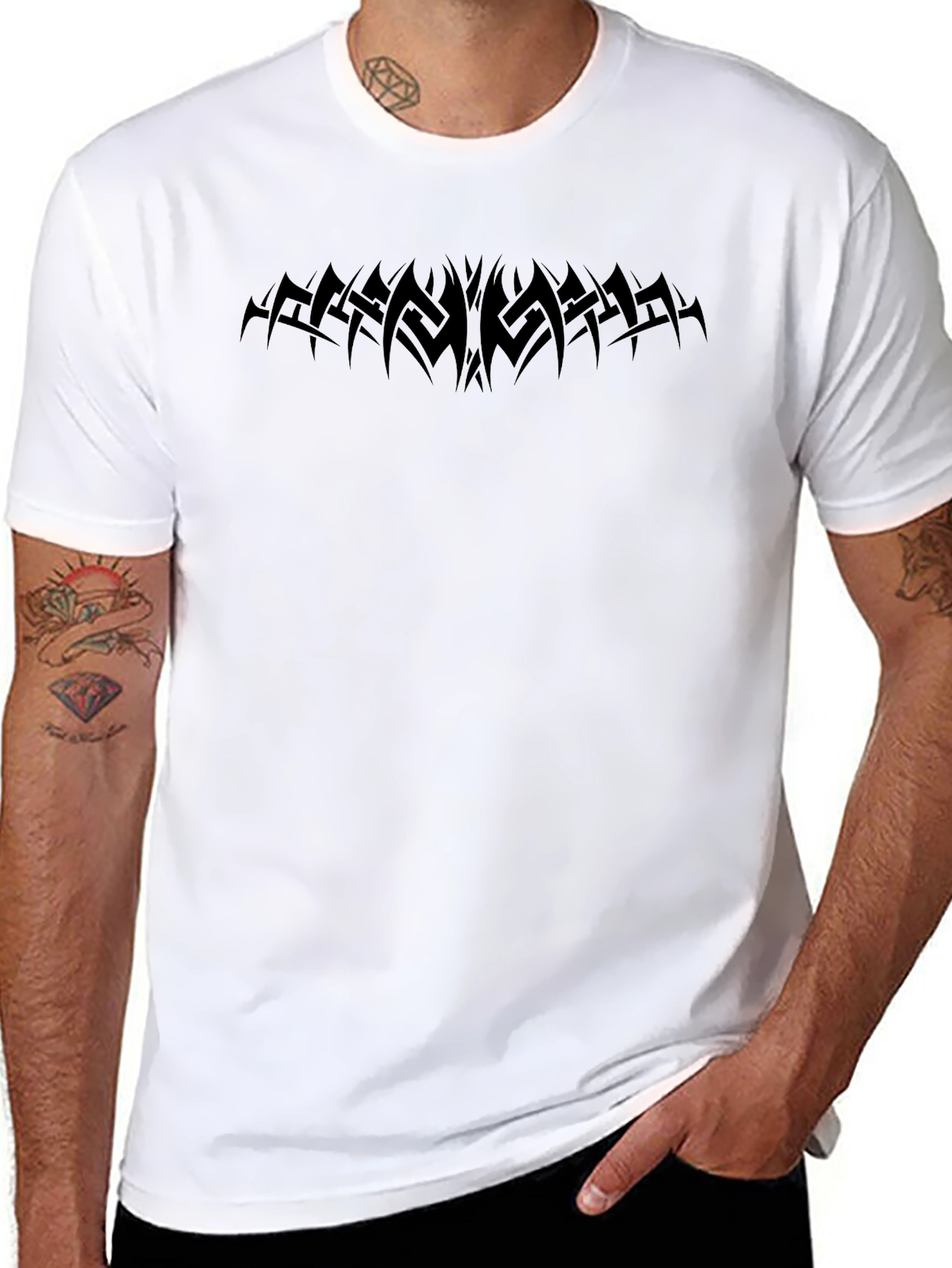 Black Tribal Tattoo Graphic T-Shirt