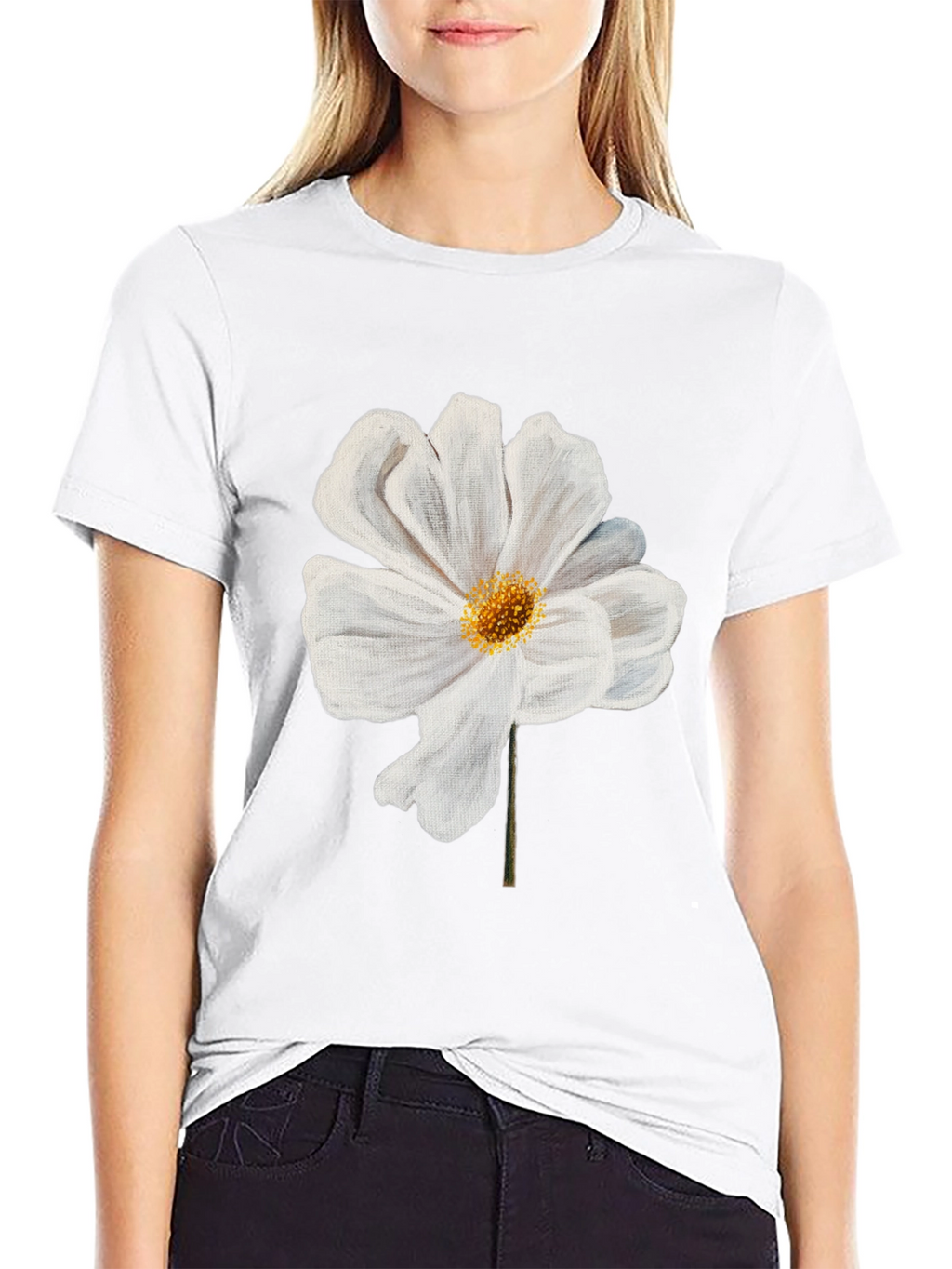 White Flower Graphic T-Shirt | Modern Floral Tee