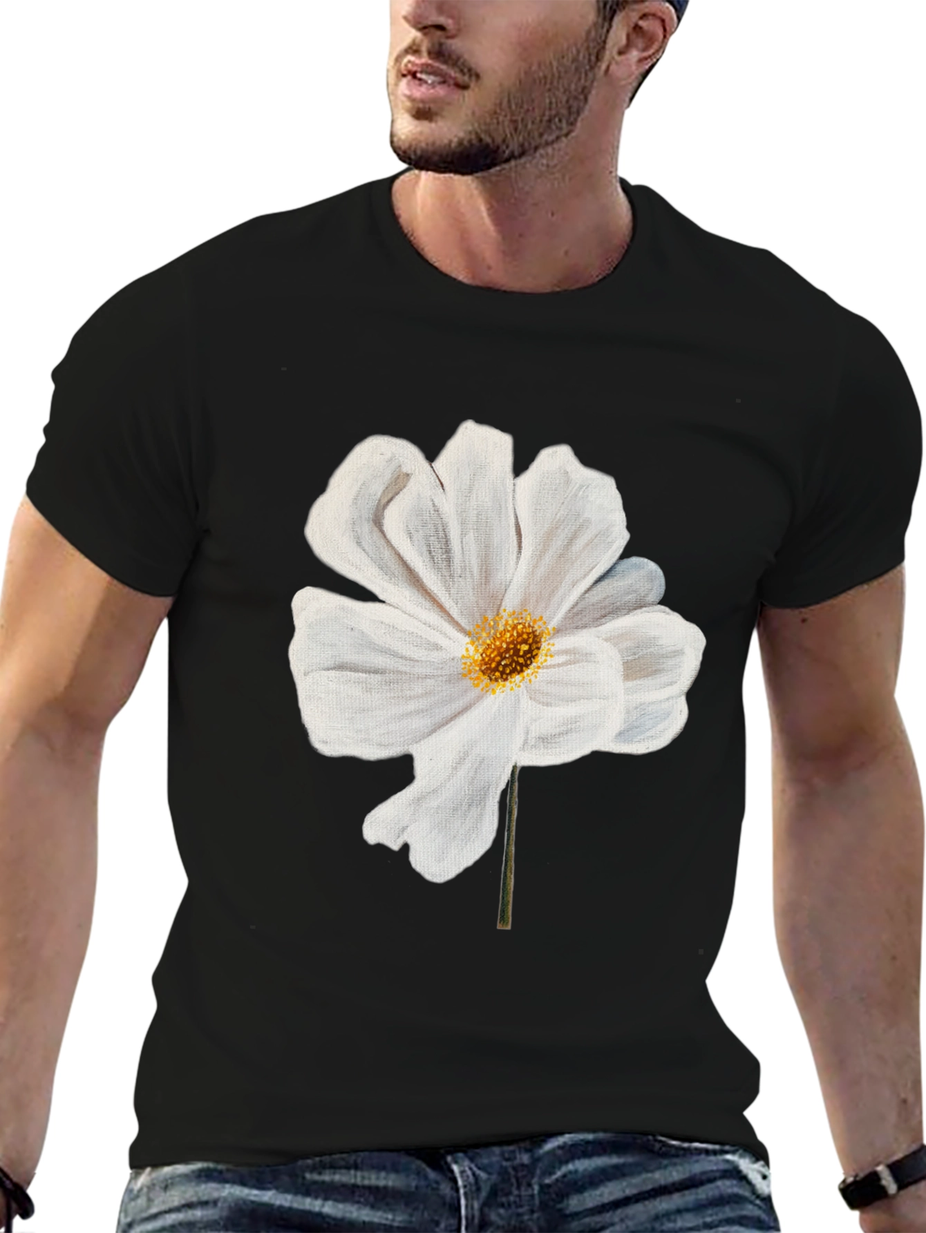 White Flower Graphic T-Shirt | Modern Floral Tee