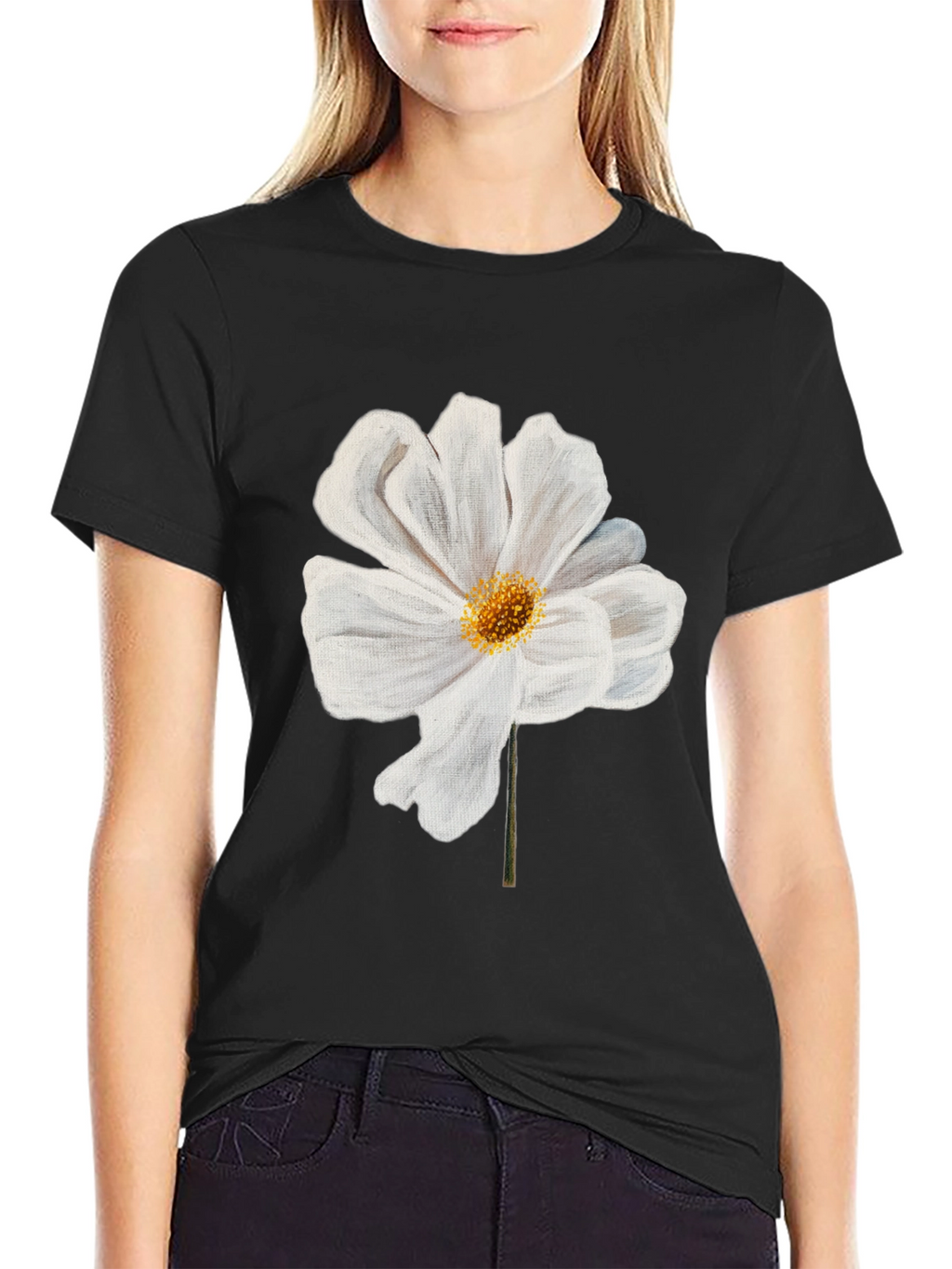 White Flower Graphic T-Shirt | Modern Floral Tee