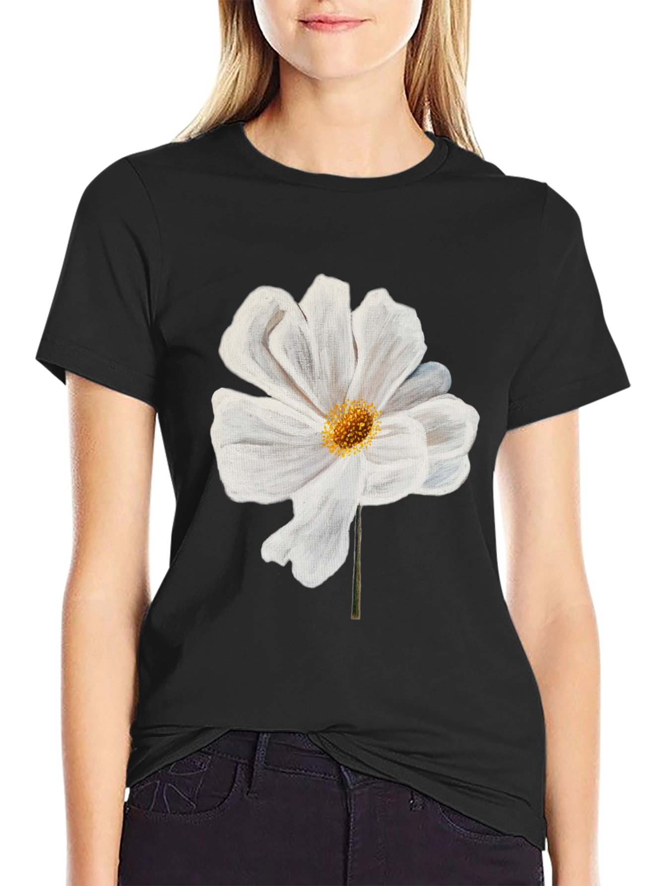 White Flower Graphic T-Shirt | Modern Floral Tee