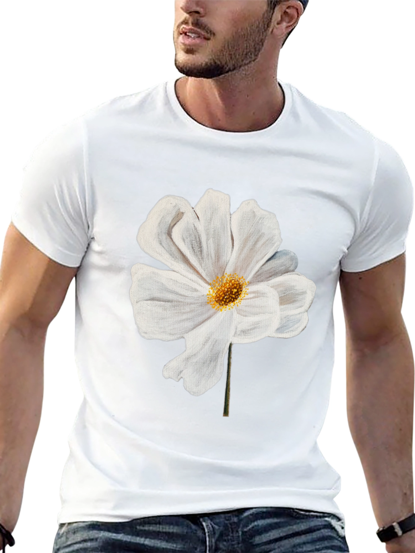 White Flower Graphic T-Shirt | Modern Floral Tee