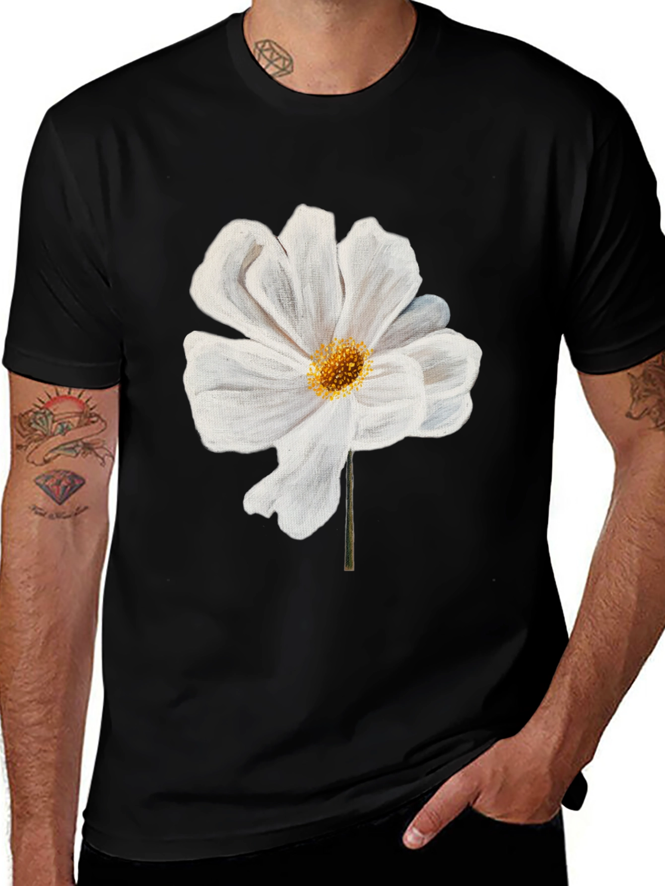 White Flower Graphic T-Shirt | Modern Floral Tee
