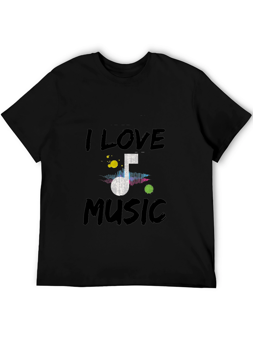 I Love Music Black Graphic T-Shirt
