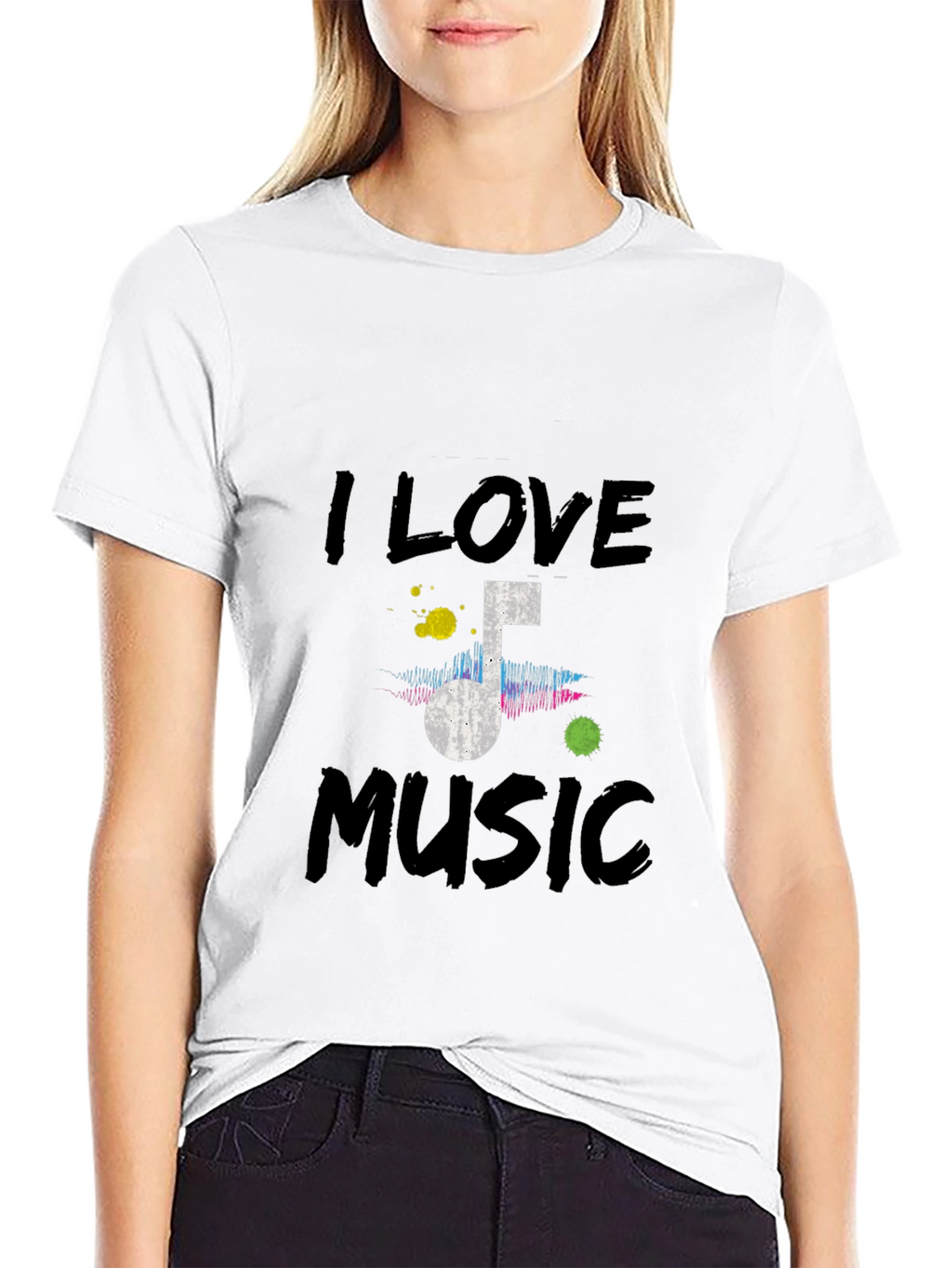I Love Music Black Graphic T-Shirt
