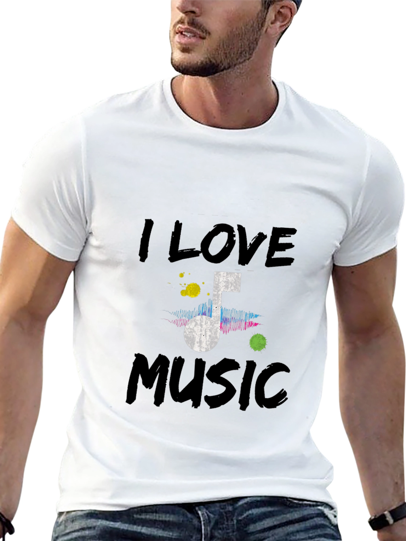 I Love Music Black Graphic T-Shirt