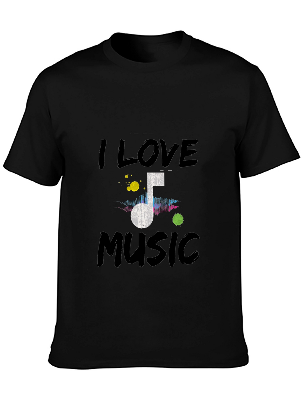 I Love Music Black Graphic T-Shirt