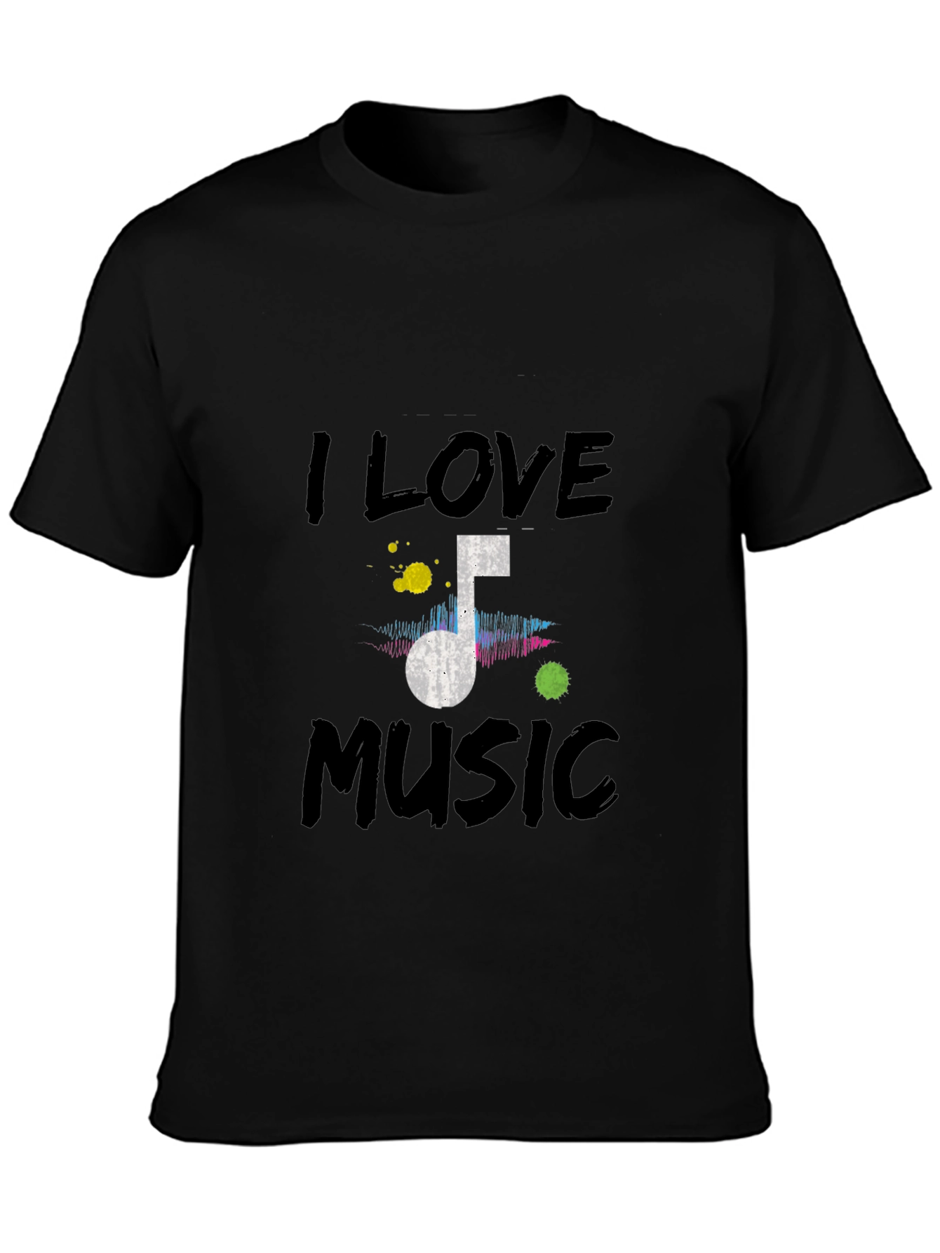 I Love Music Black Graphic T-Shirt