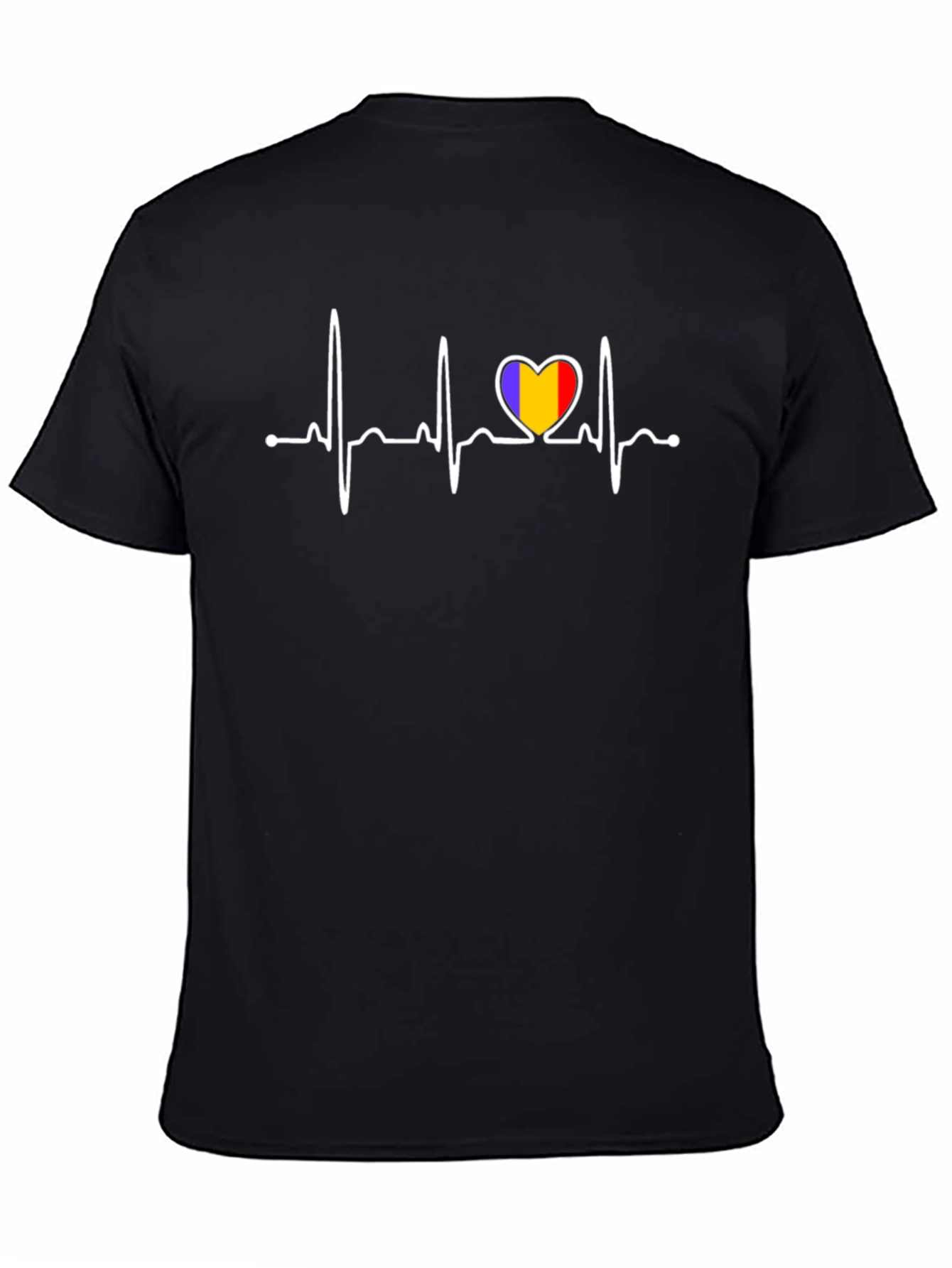 Romania Heartbeat T-Shirt - Black Cotton Tee