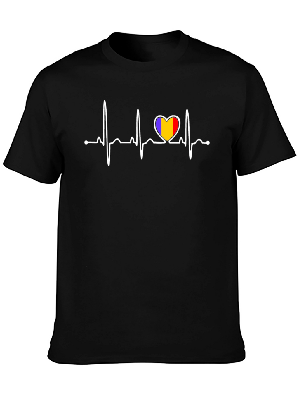 Romania Heartbeat T-Shirt - Black Cotton Tee