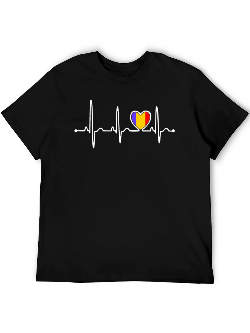 Romania Heartbeat T-Shirt - Black Cotton Tee