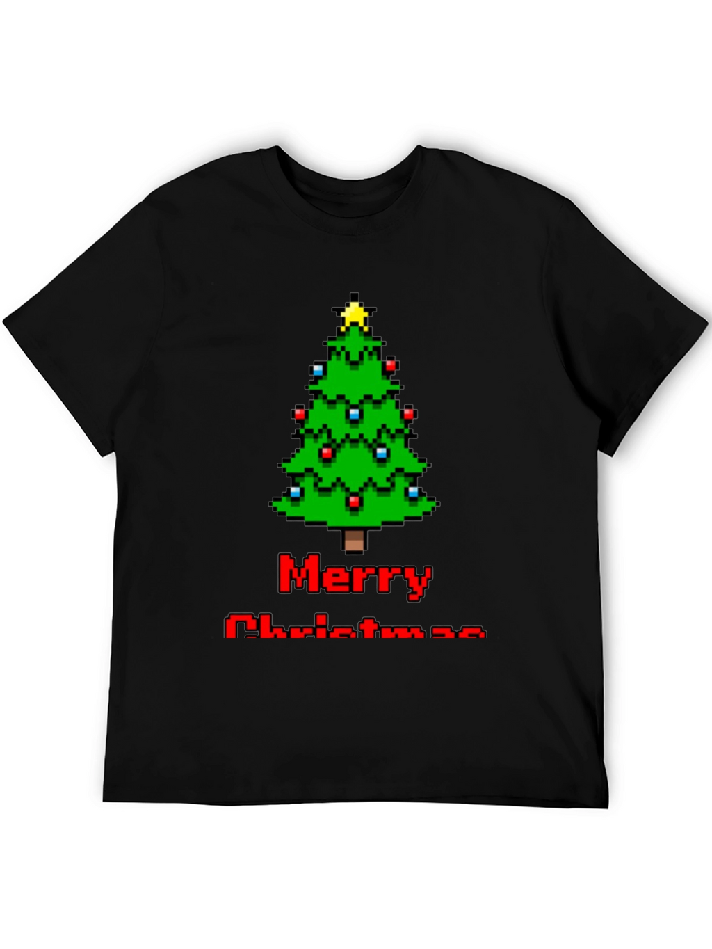 Pixelated Merry Christmas Tree T-Shirt