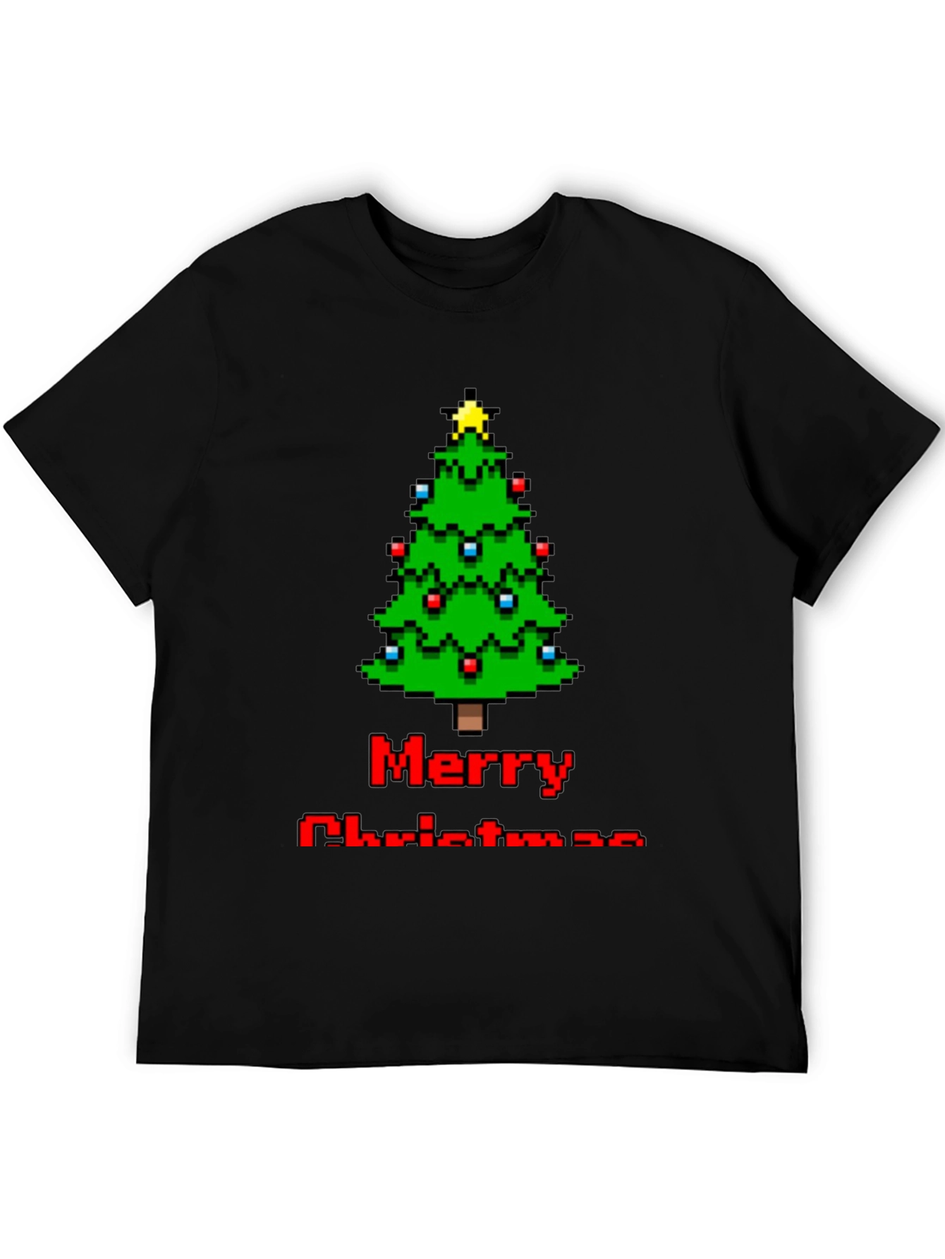Pixelated Merry Christmas Tree T-Shirt