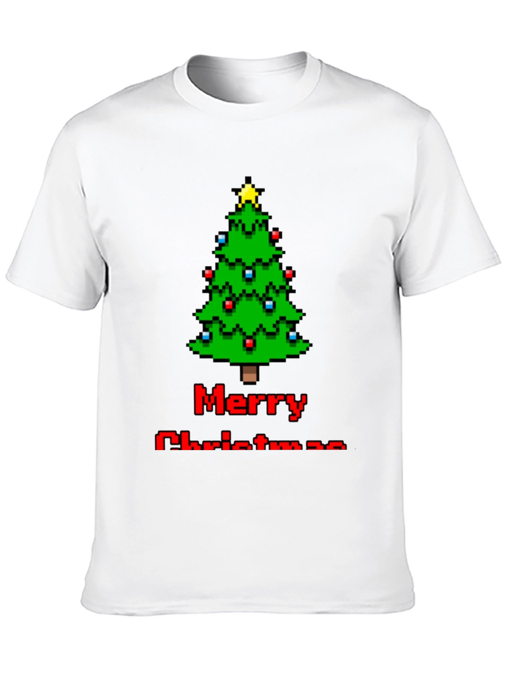 Pixelated Merry Christmas Tree T-Shirt
