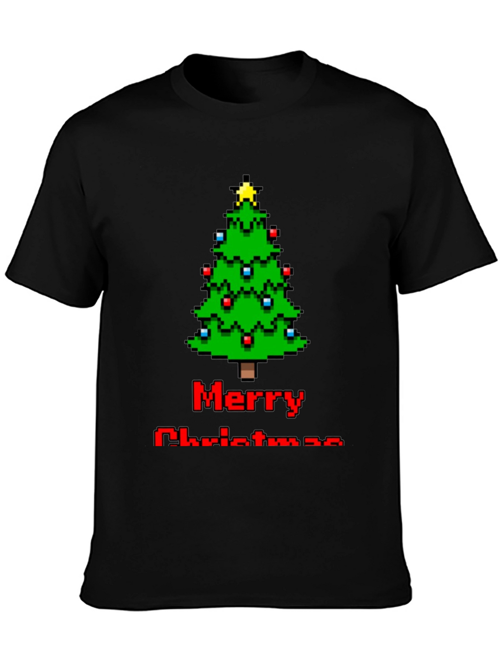 Pixelated Merry Christmas Tree T-Shirt