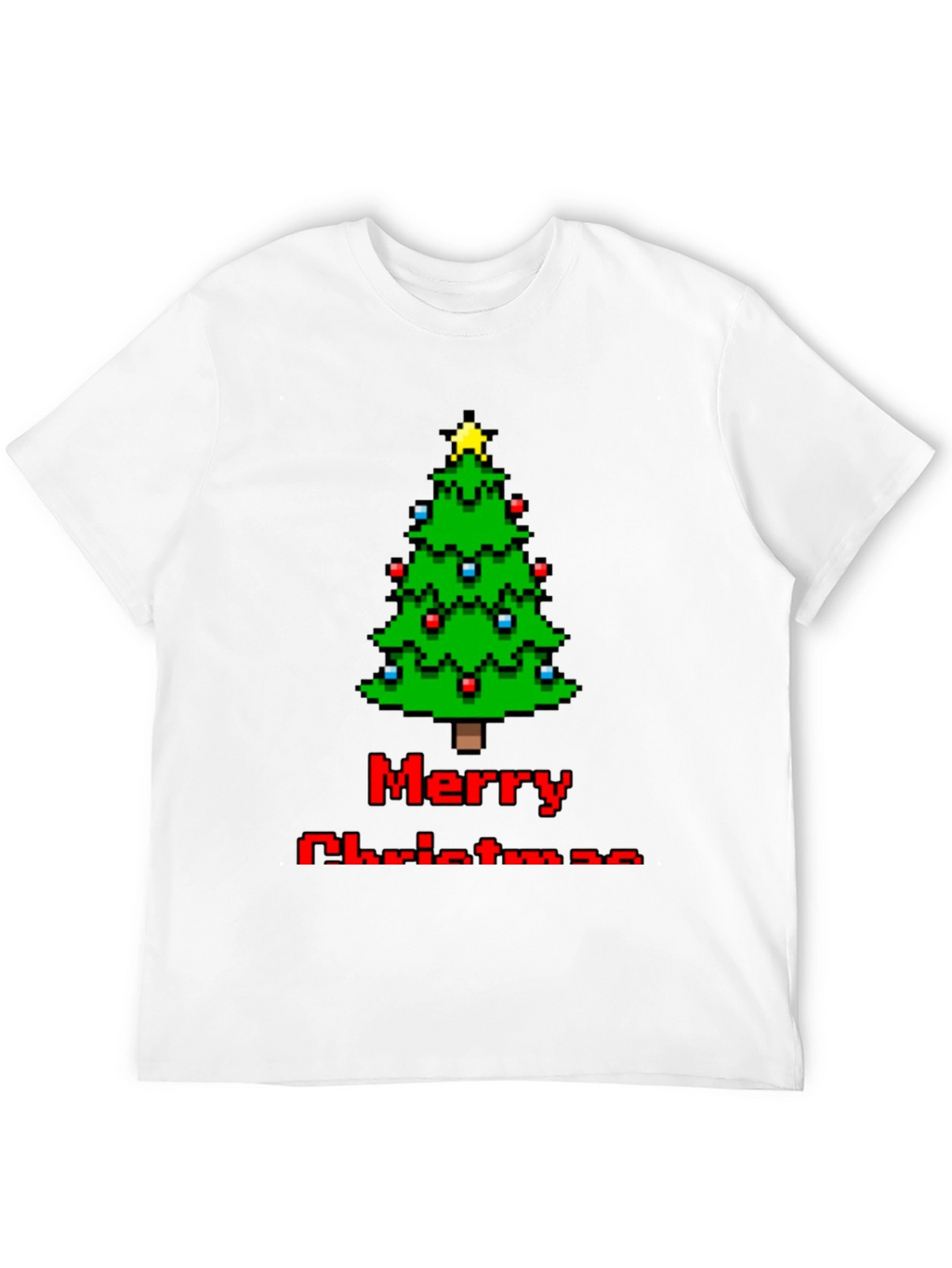 Pixelated Merry Christmas Tree T-Shirt