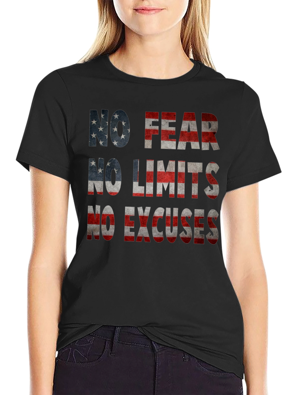 No Fear No Limits USA Flag Graphic Tee