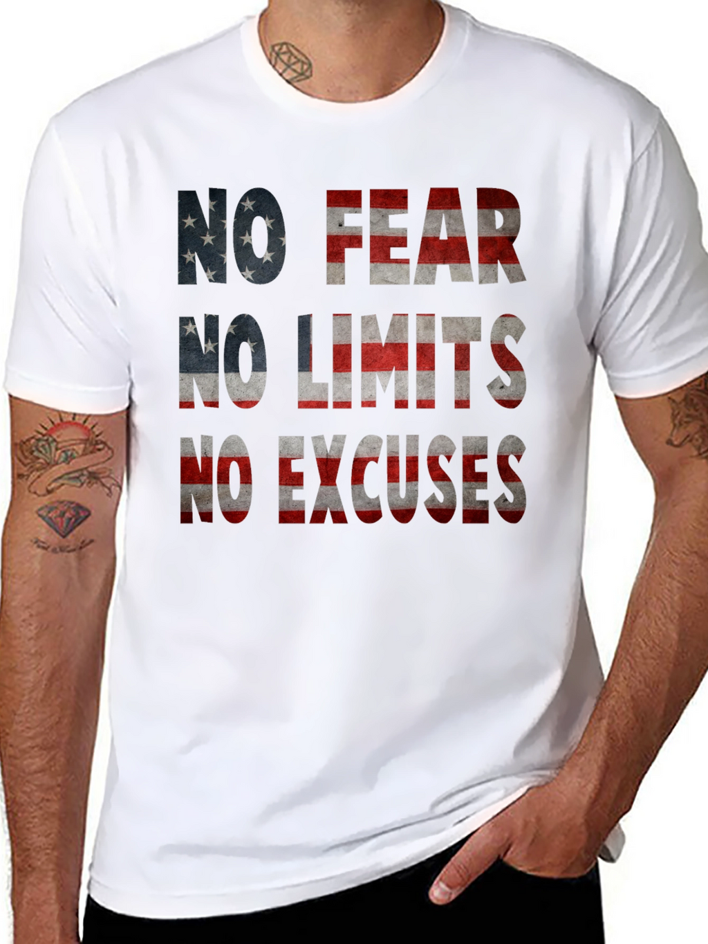 No Fear No Limits USA Flag Graphic Tee