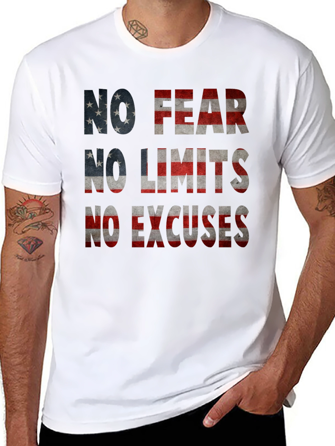 No Fear No Limits USA Flag Graphic Tee