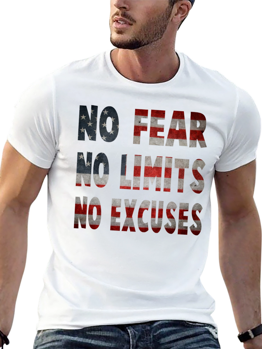 No Fear No Limits USA Flag Graphic Tee