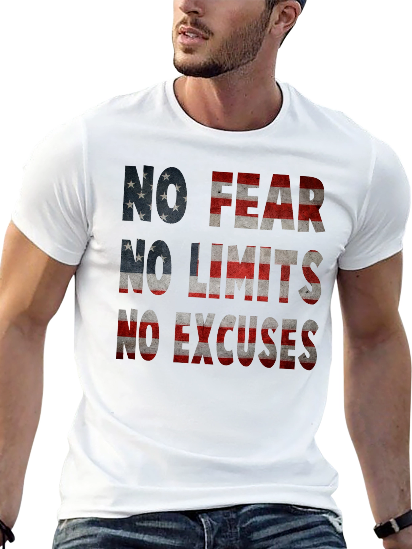 No Fear No Limits USA Flag Graphic Tee