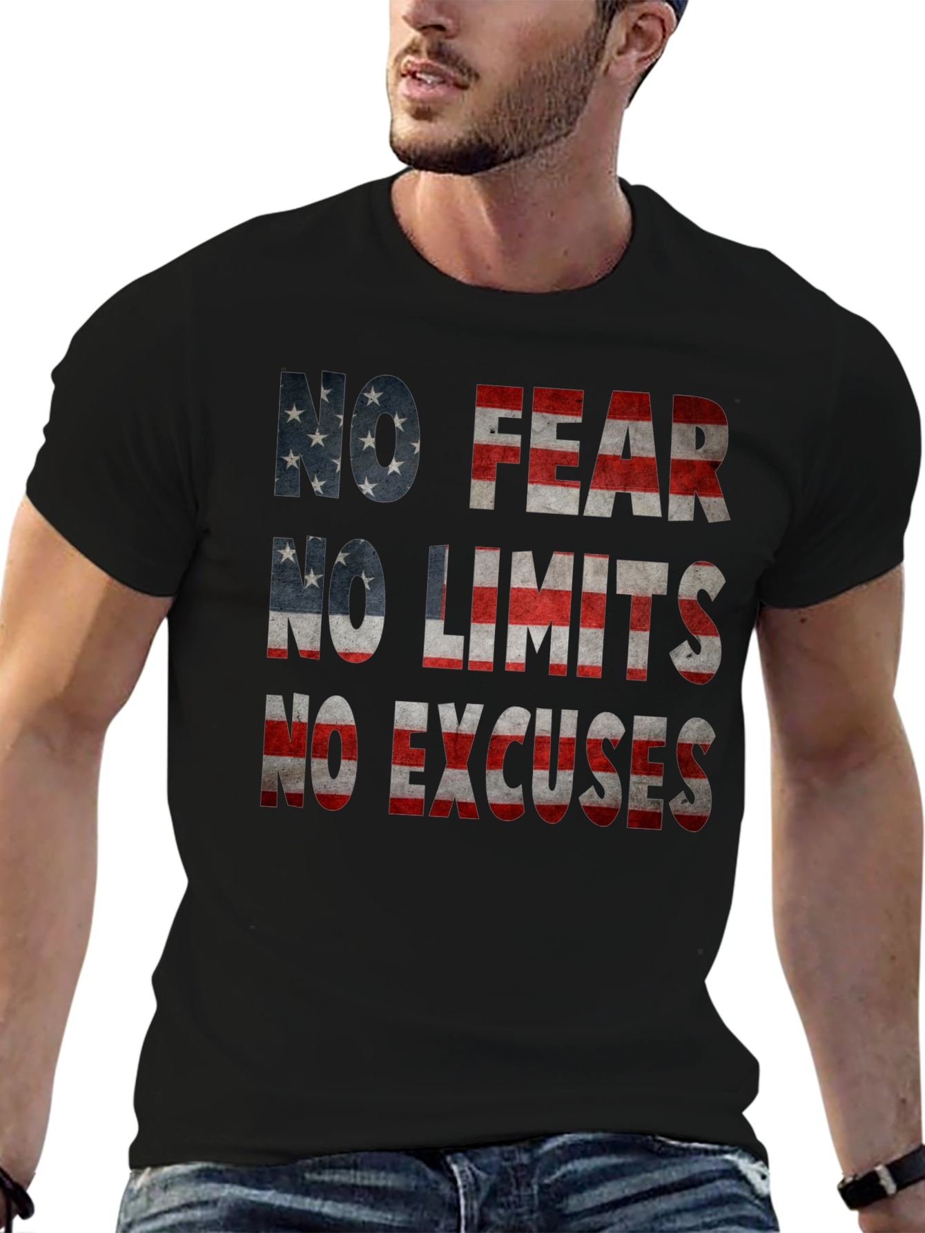 No Fear No Limits USA Flag Graphic Tee