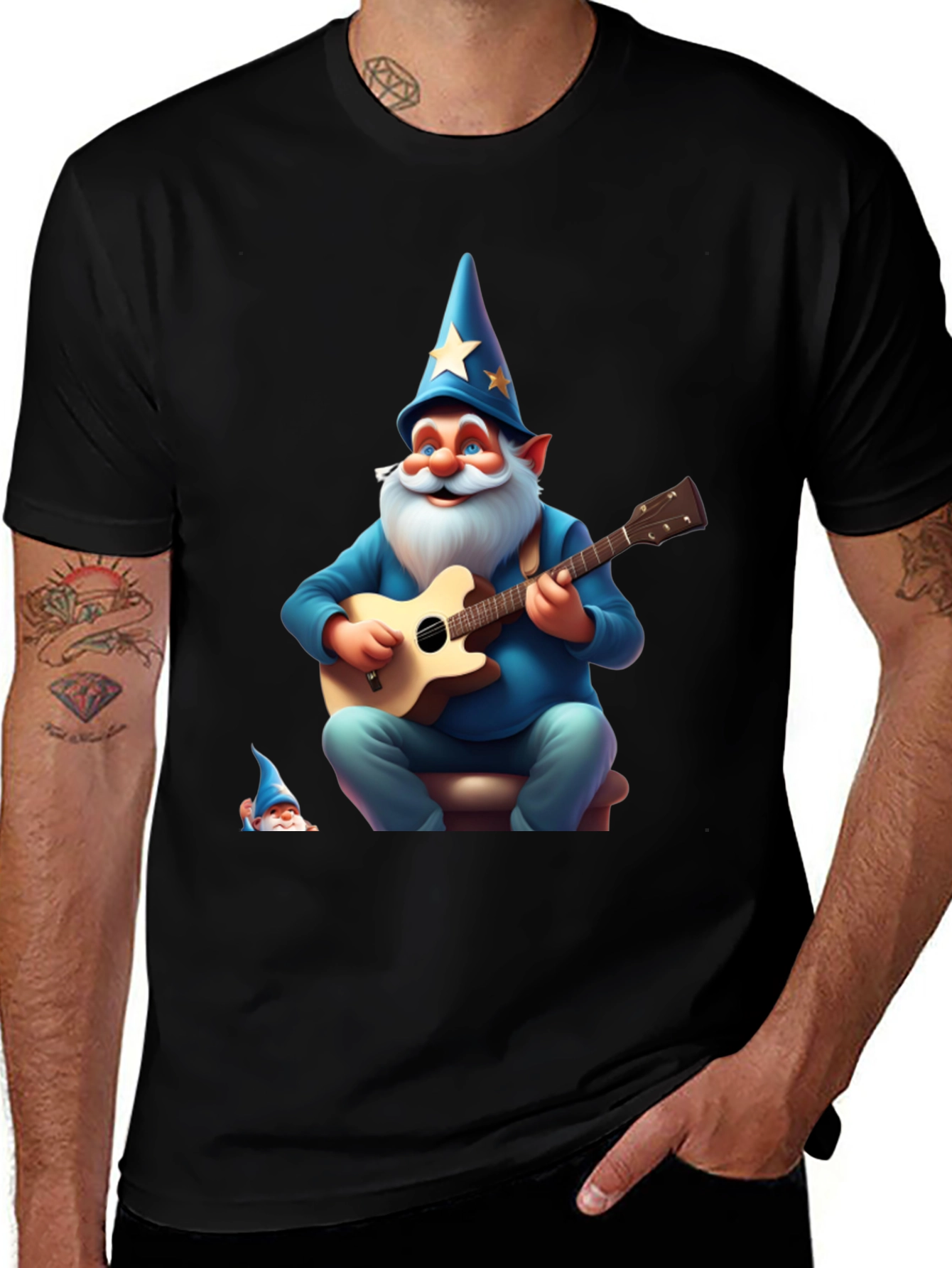 Wizard Gnome Guitarist Graphic Tee