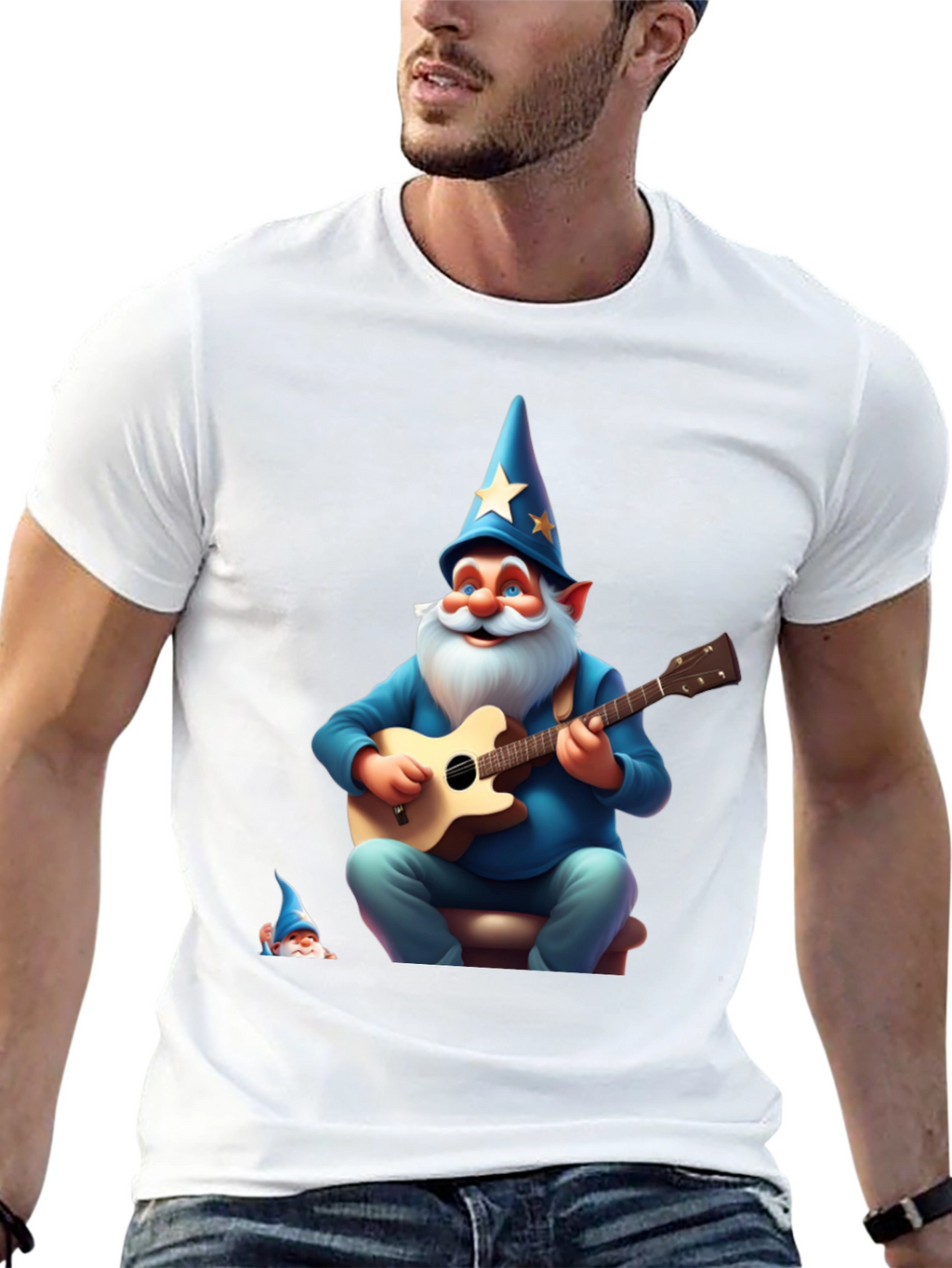 Wizard Gnome Guitarist Graphic Tee