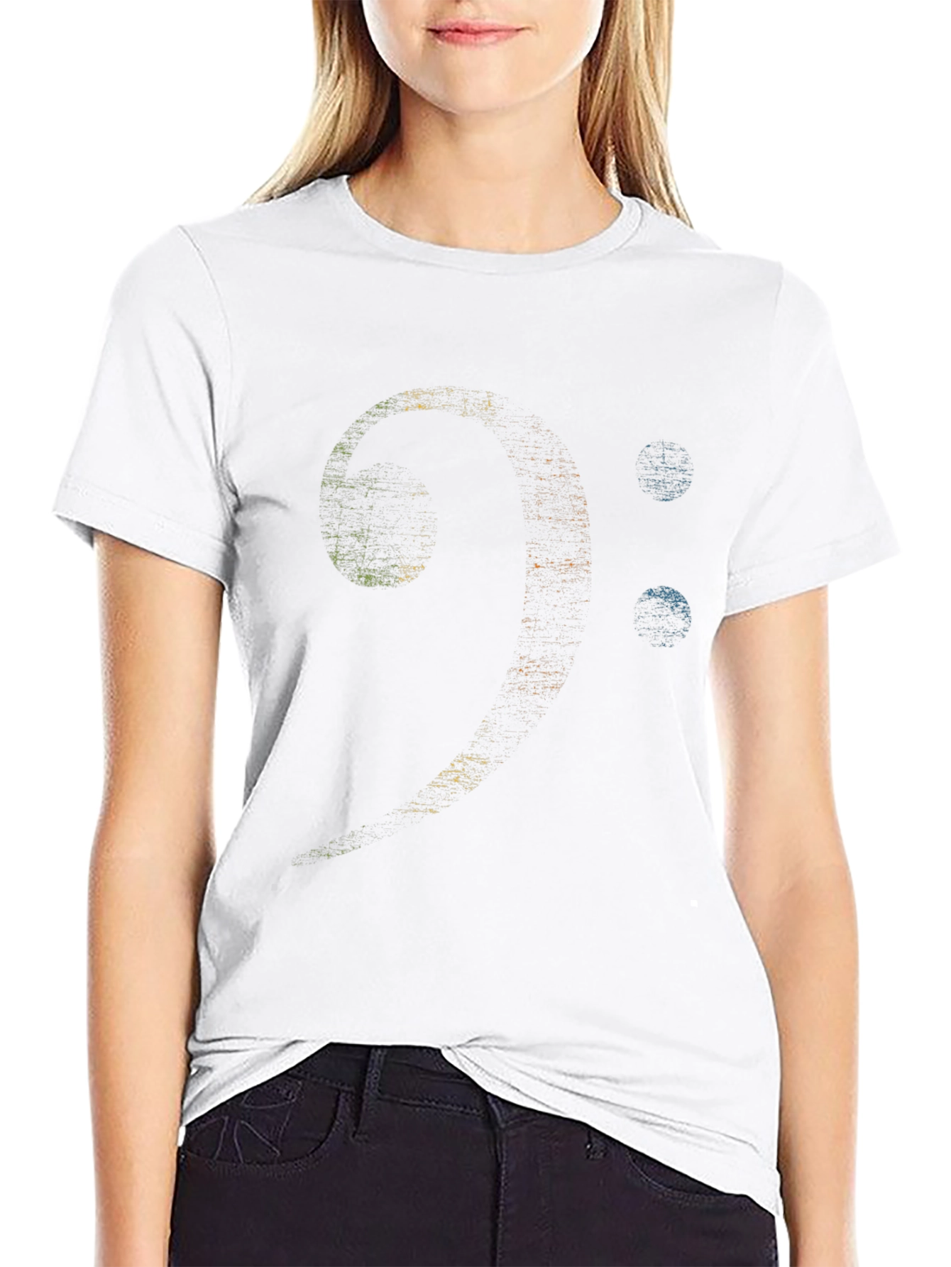 Bass Clef Graphic Print Black T-Shirt