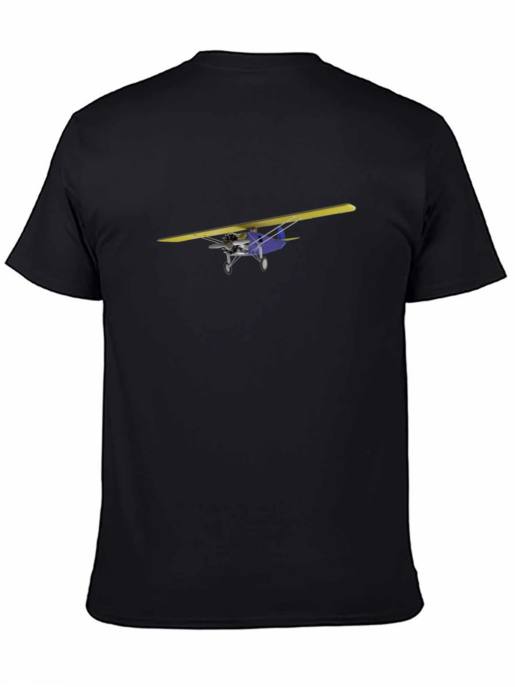 Black T-Shirt with Airplane Design