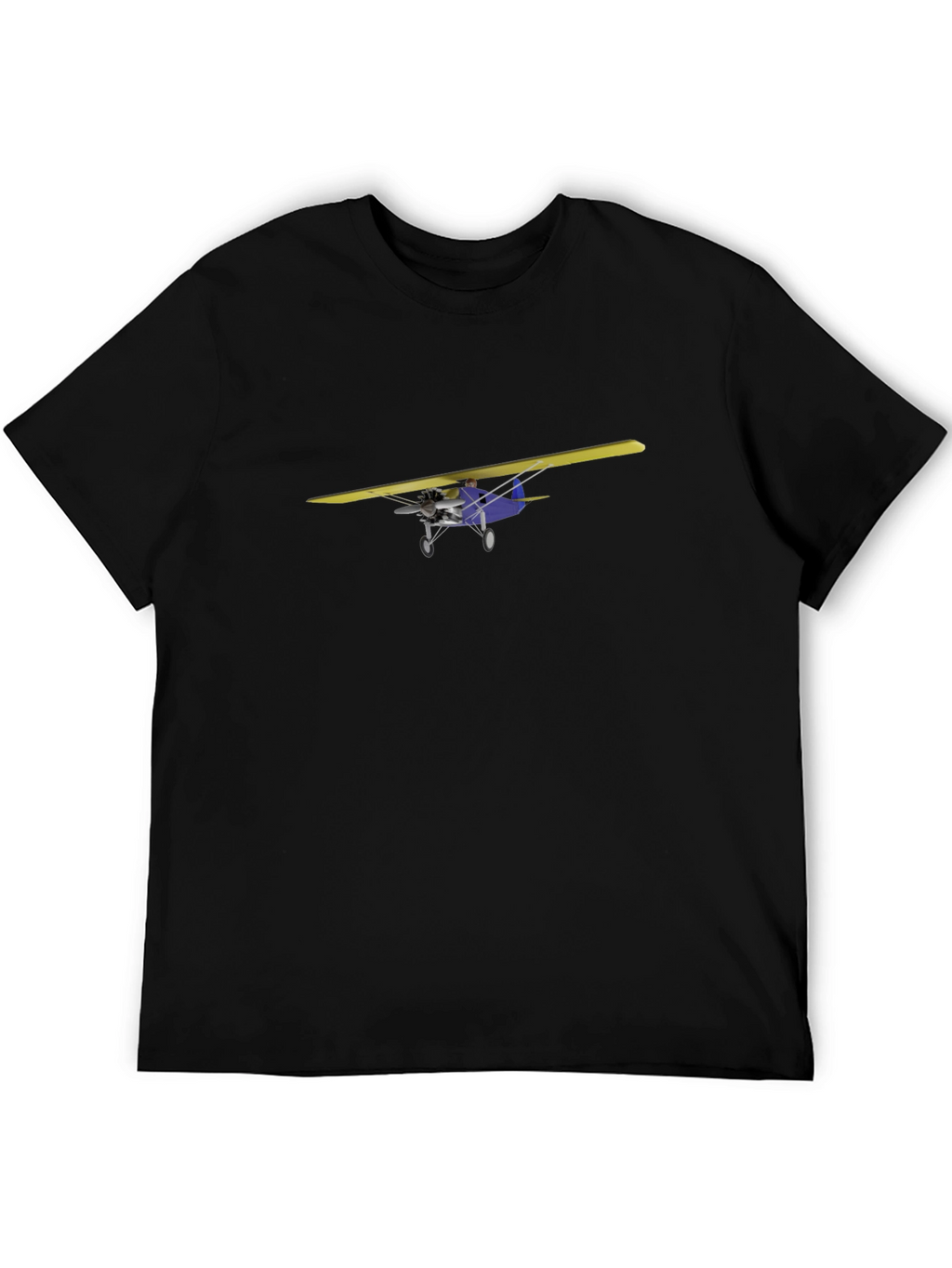 Black T-Shirt with Airplane Design