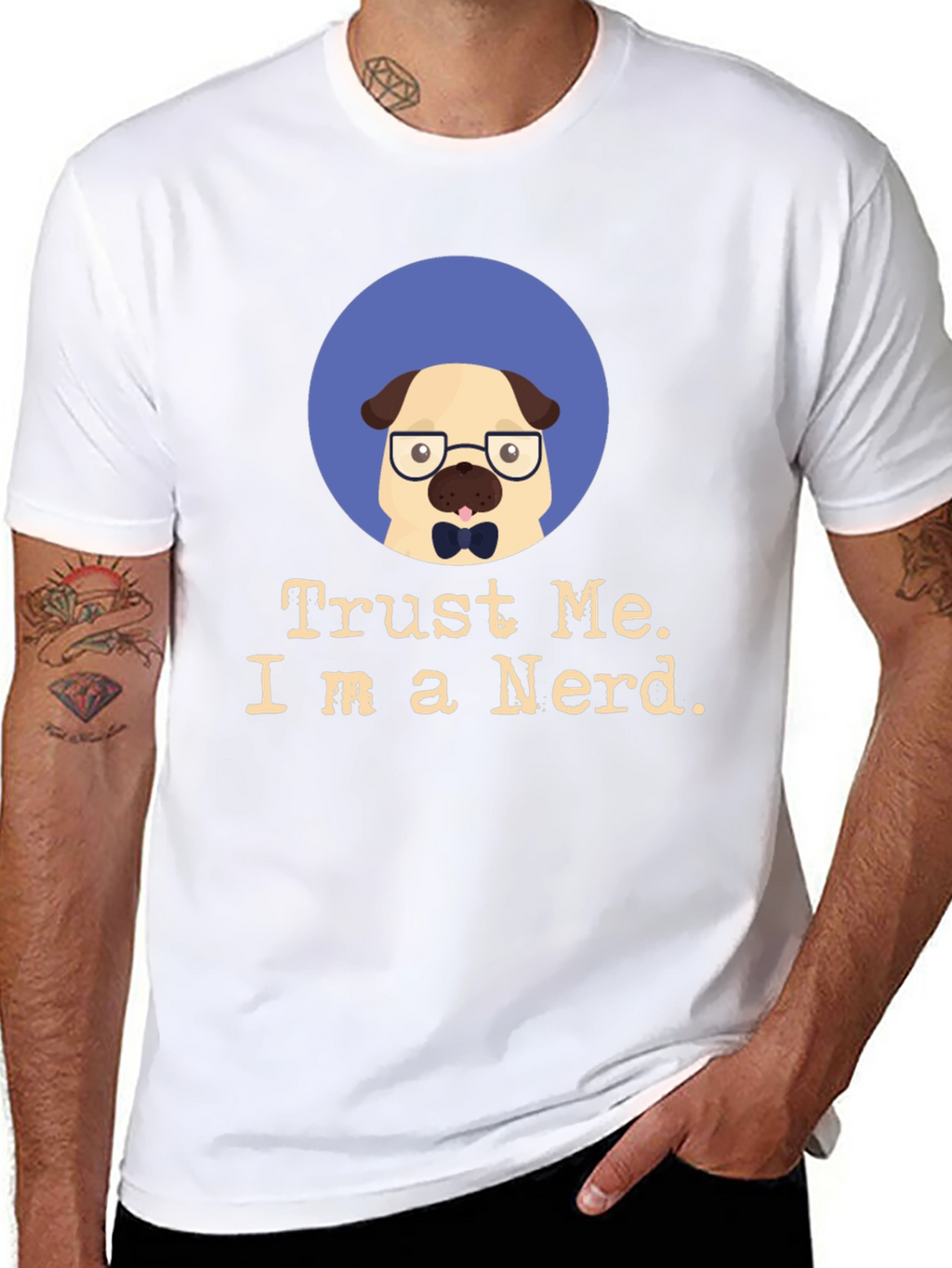 Trust Me Im a Nerd Pug Black T-Shirt