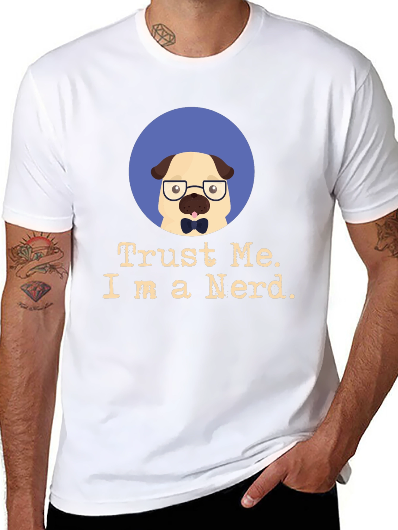 Trust Me Im a Nerd Pug Black T-Shirt