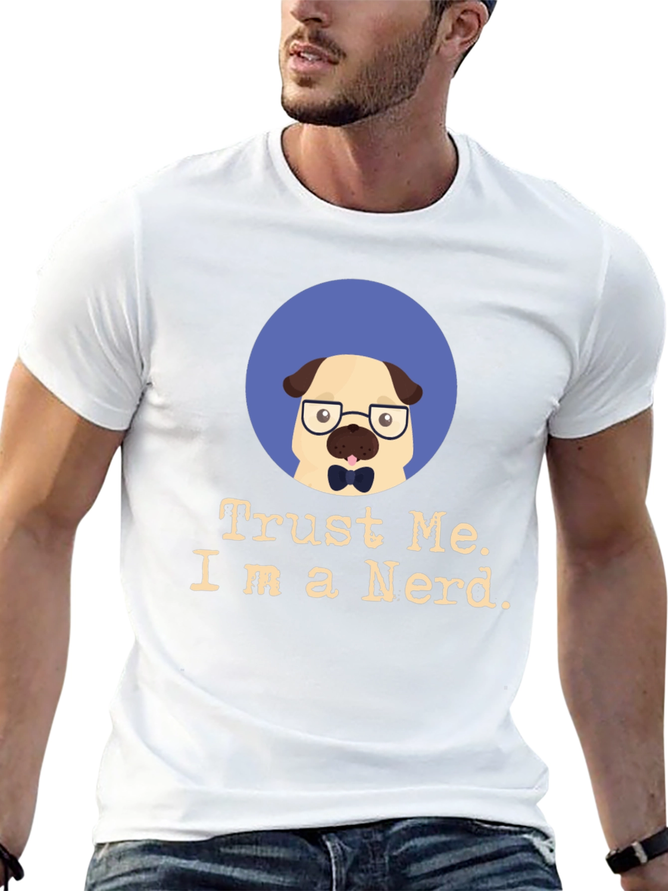 Trust Me Im a Nerd Pug Black T-Shirt