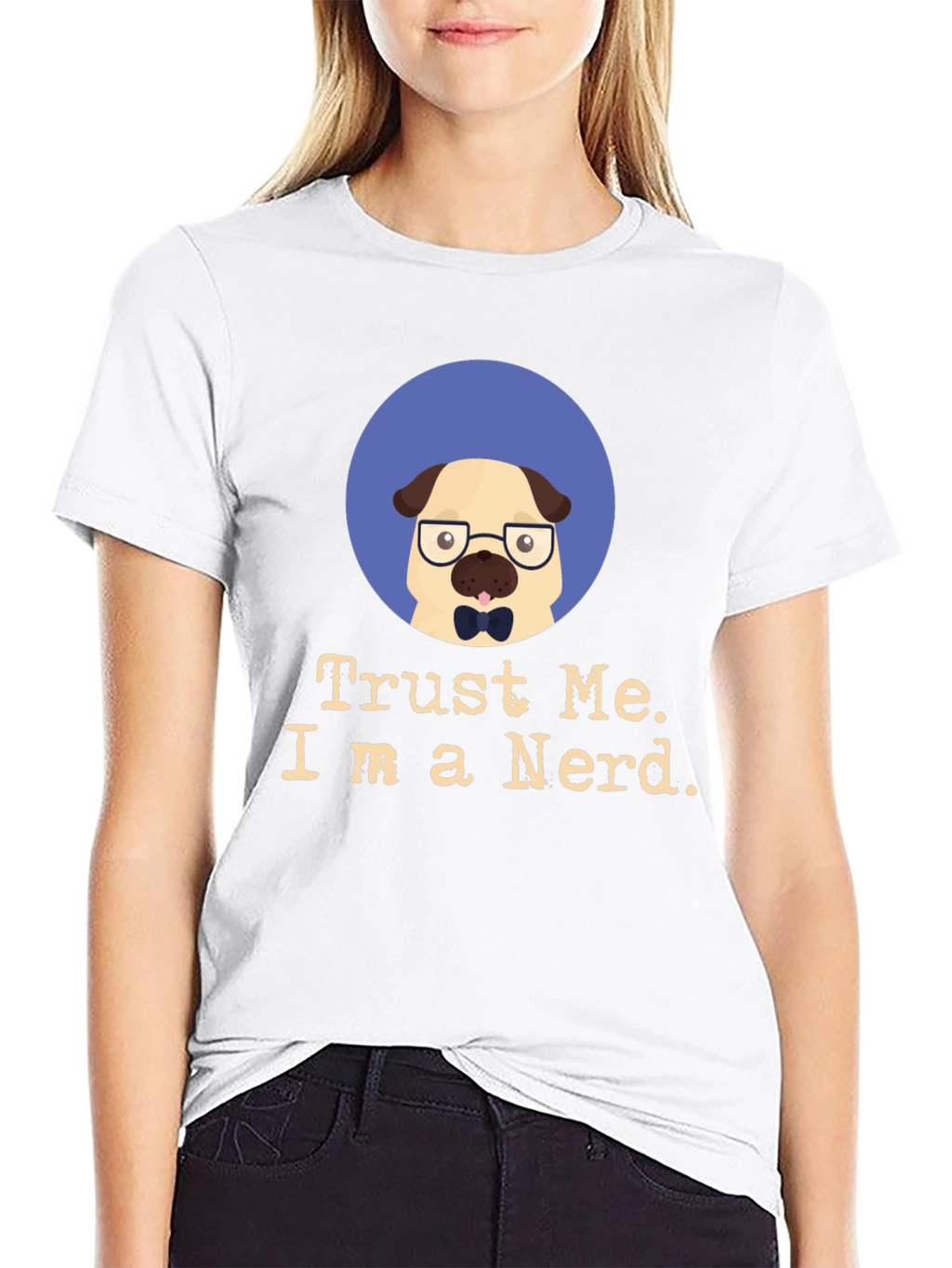 Trust Me Im a Nerd Pug Black T-Shirt