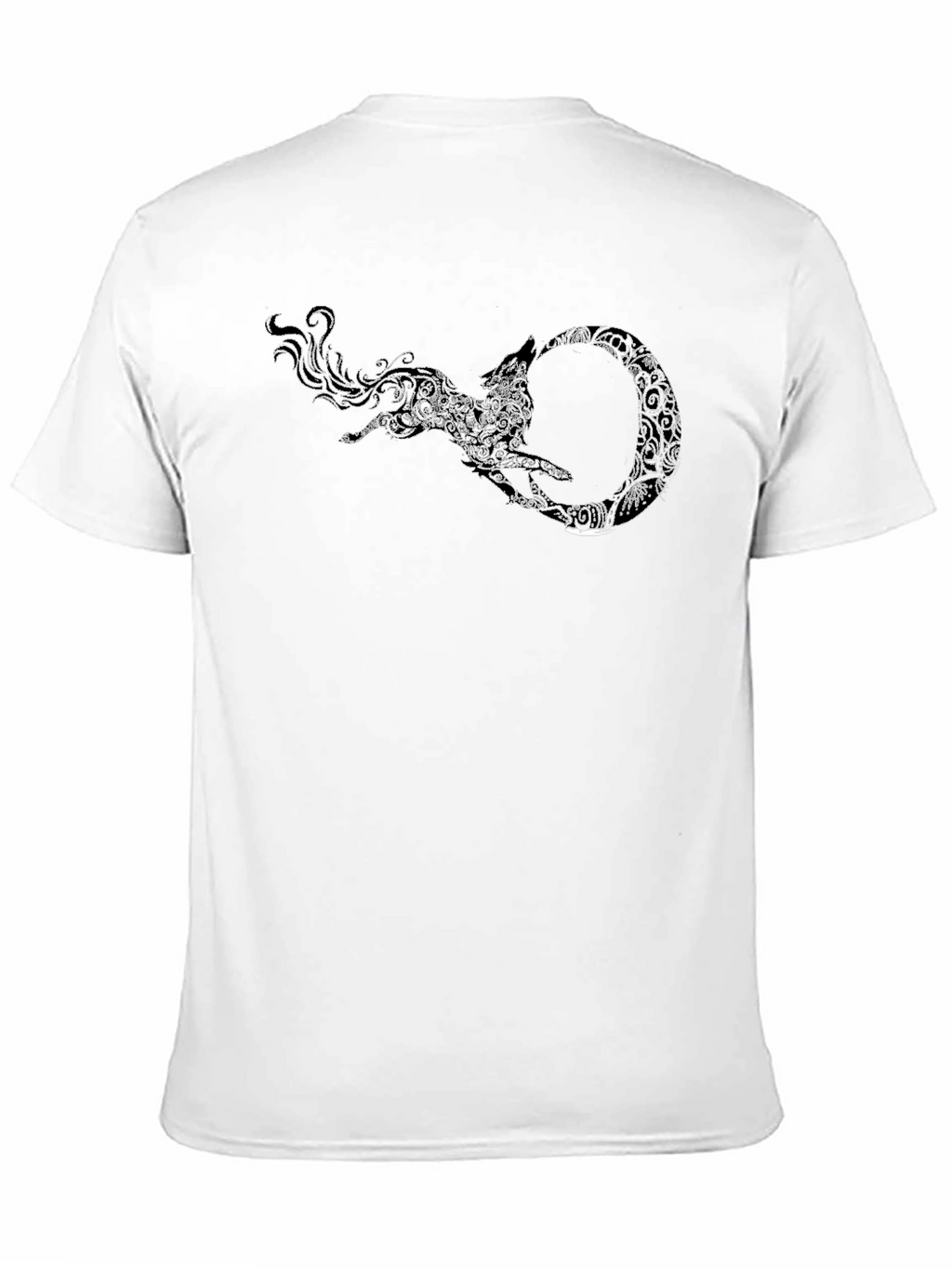 Black Tee with Wolf Ouroboros Design