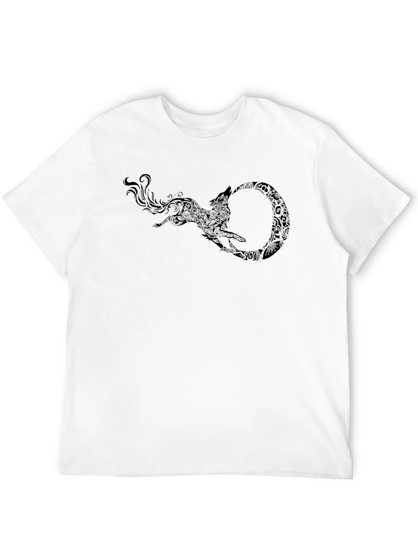 Black Tee with Wolf Ouroboros Design