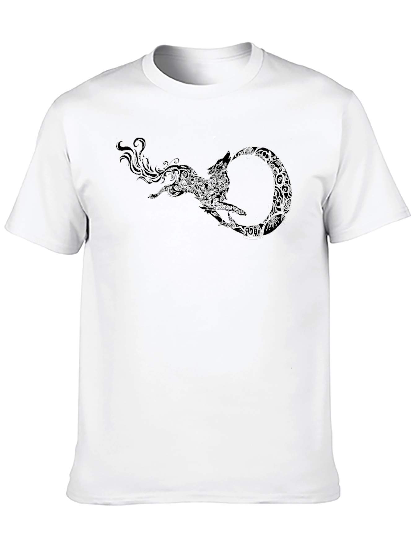 Black Tee with Wolf Ouroboros Design