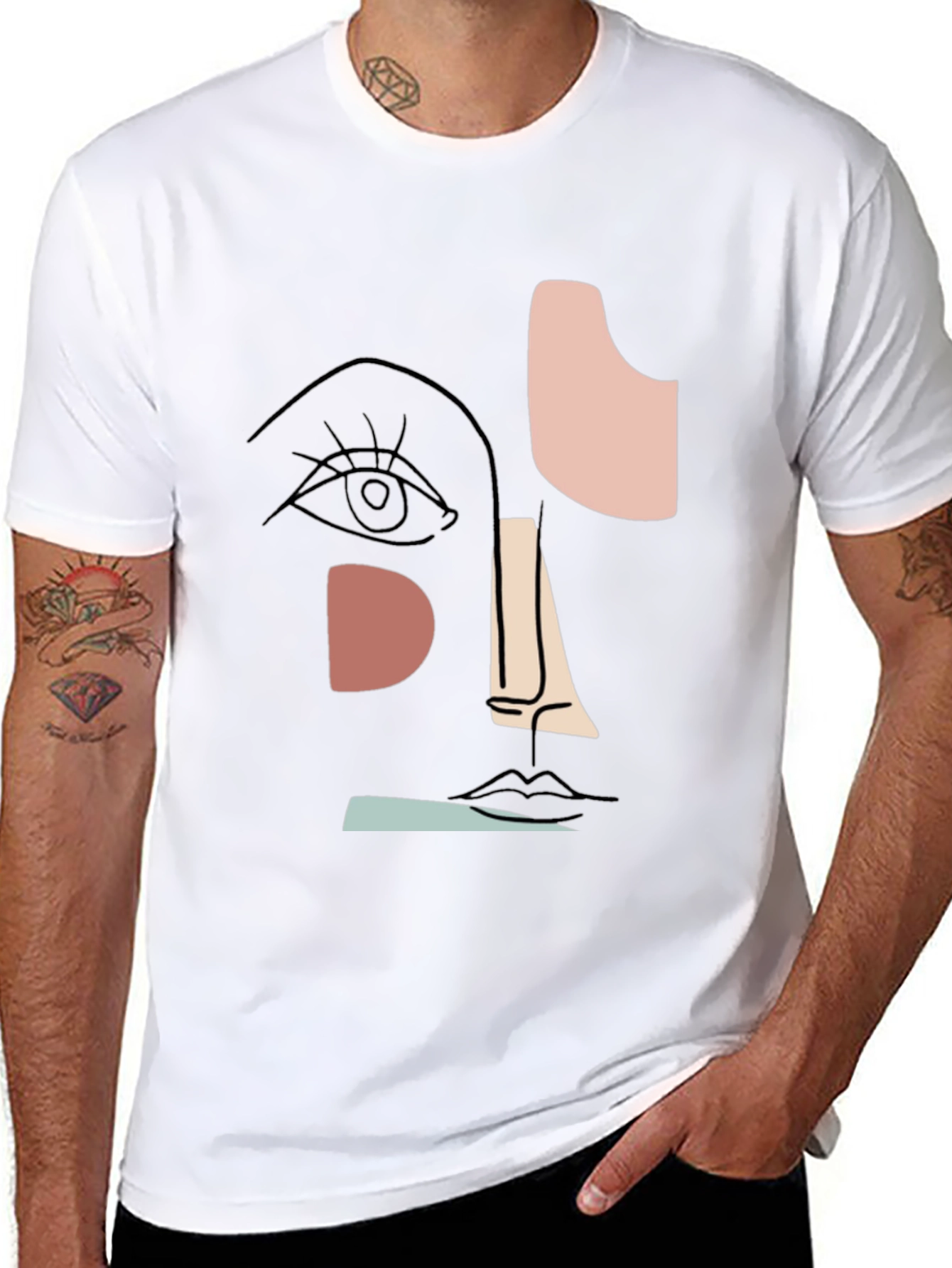 Abstract Face Graphic T-Shirt - Modern Art Tee
