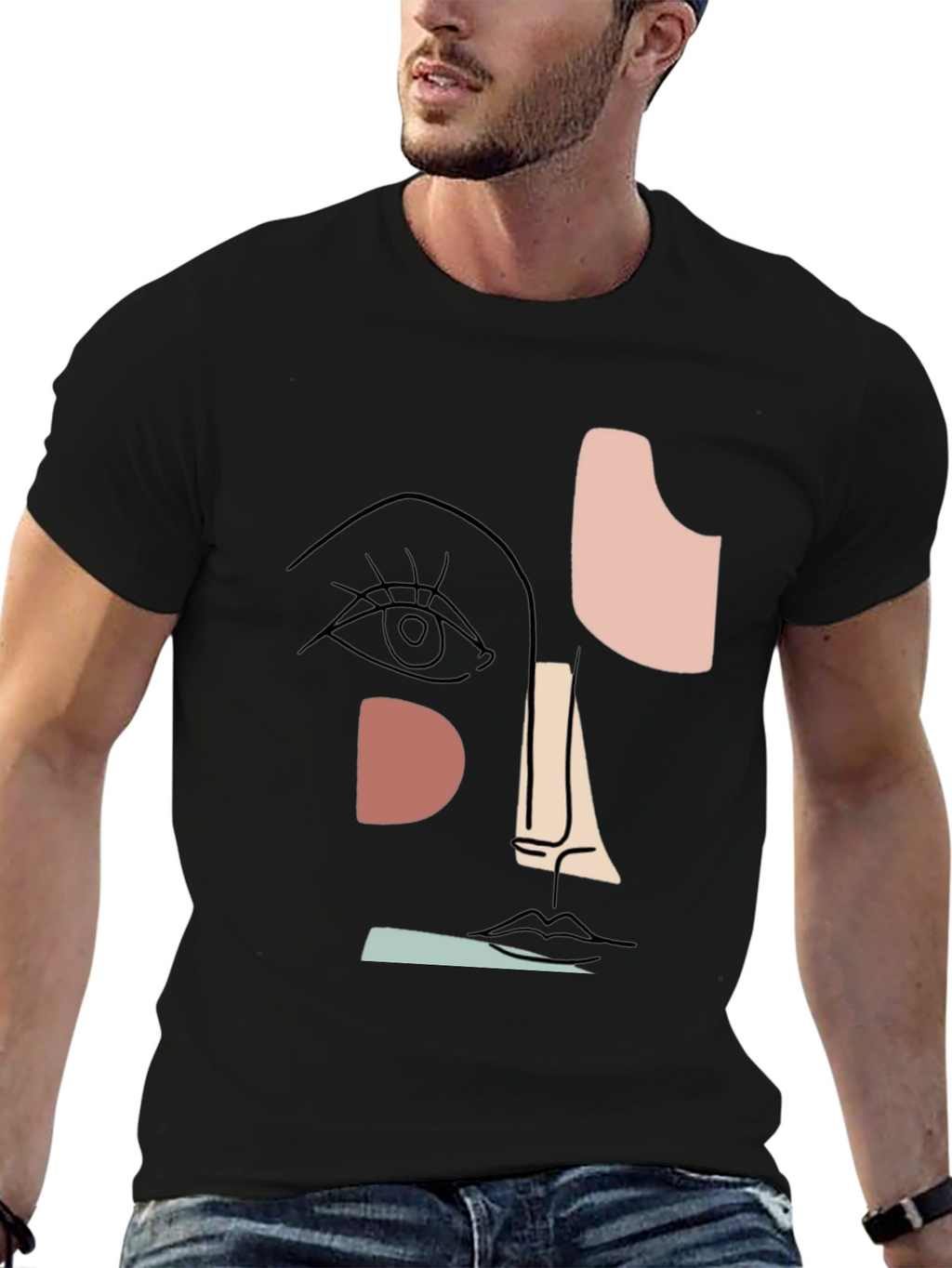 Abstract Face Graphic T-Shirt - Modern Art Tee